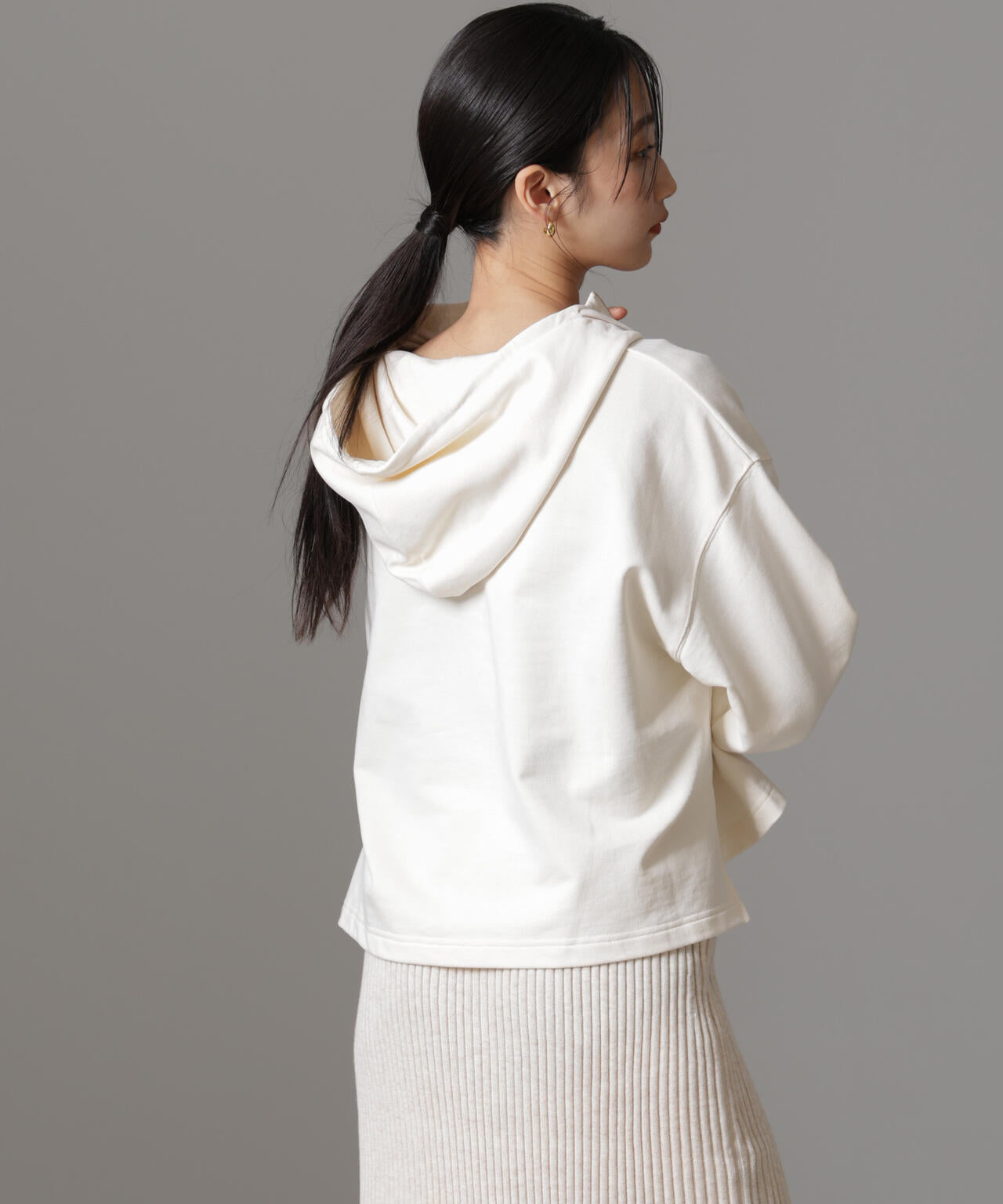 ハーフジップフードスウェットトップス(セットアップ可) 6734223310