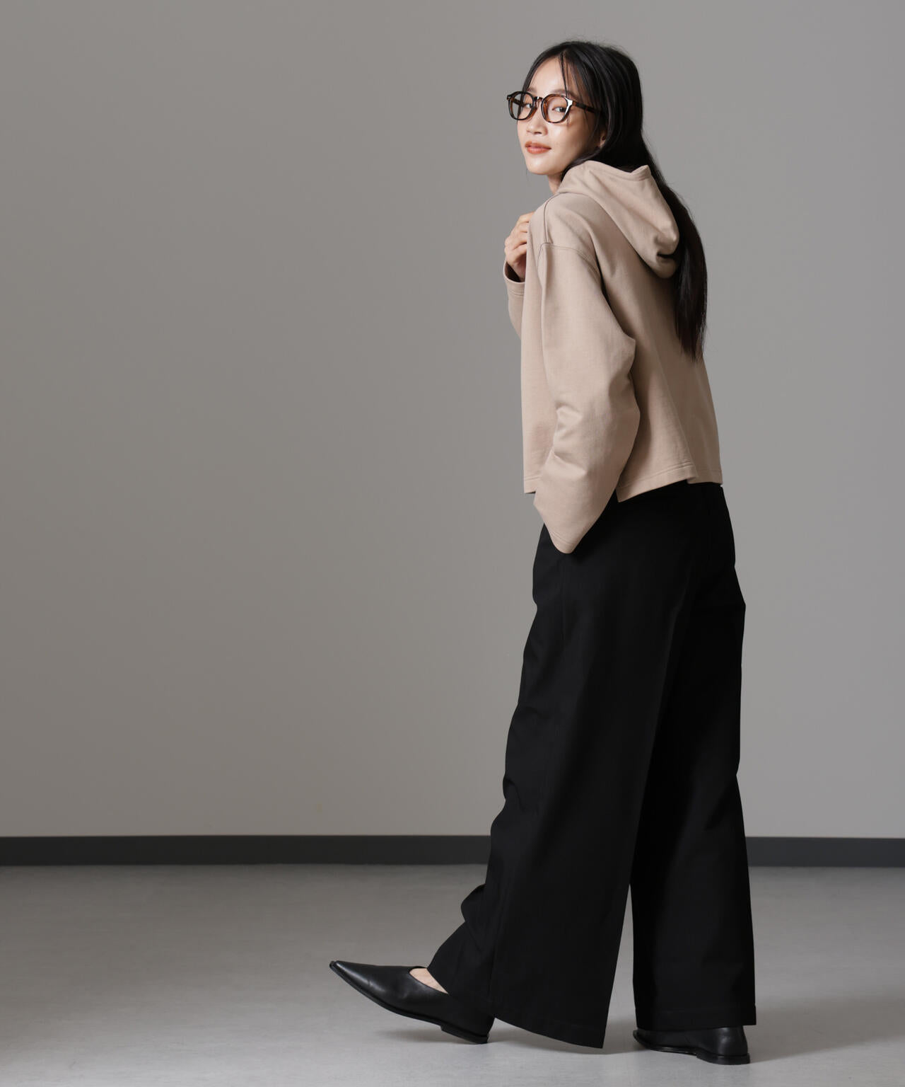 ハーフジップフードスウェットトップス(セットアップ可) 6734223310