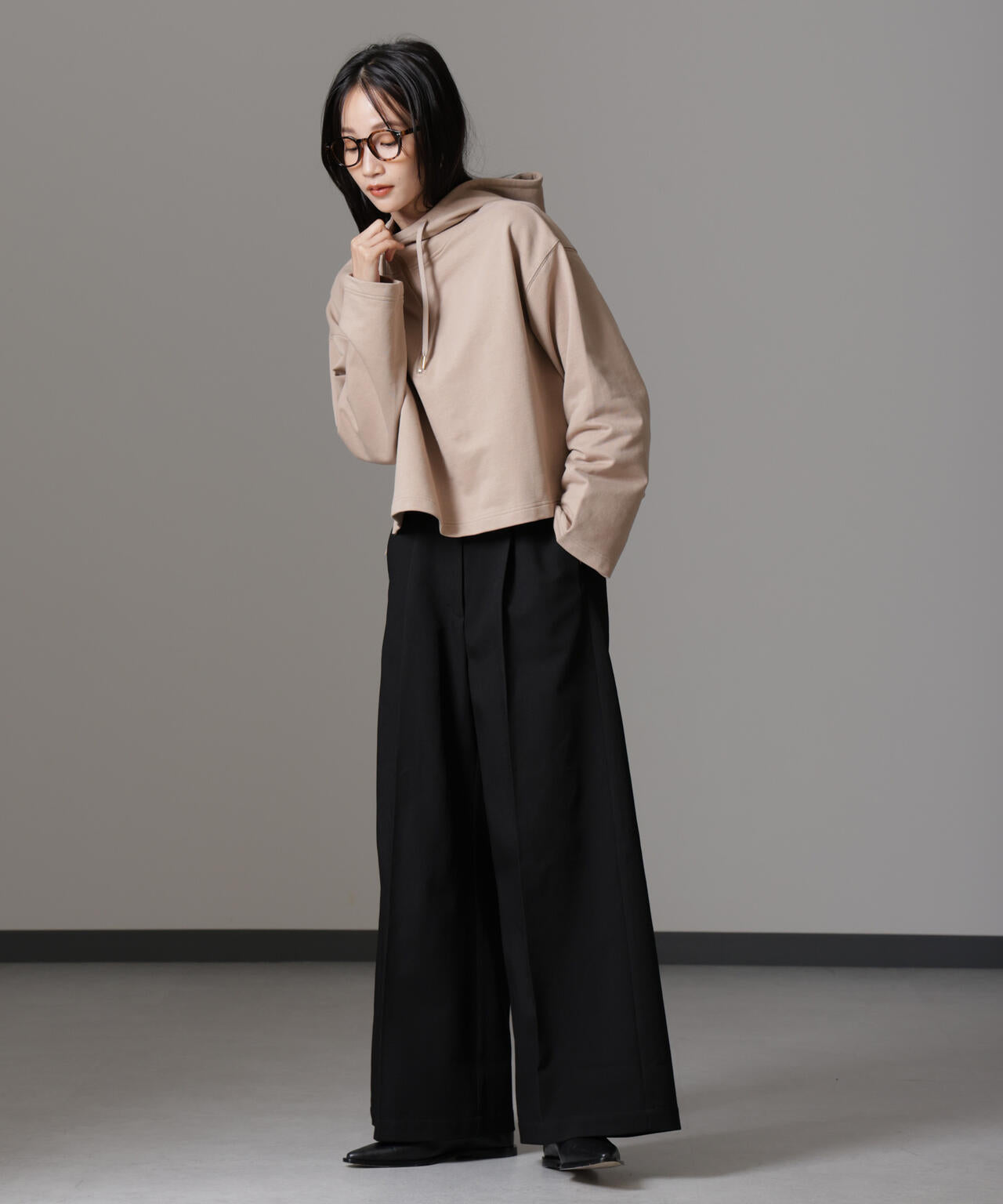 ハーフジップフードスウェットトップス(セットアップ可) 6734223310