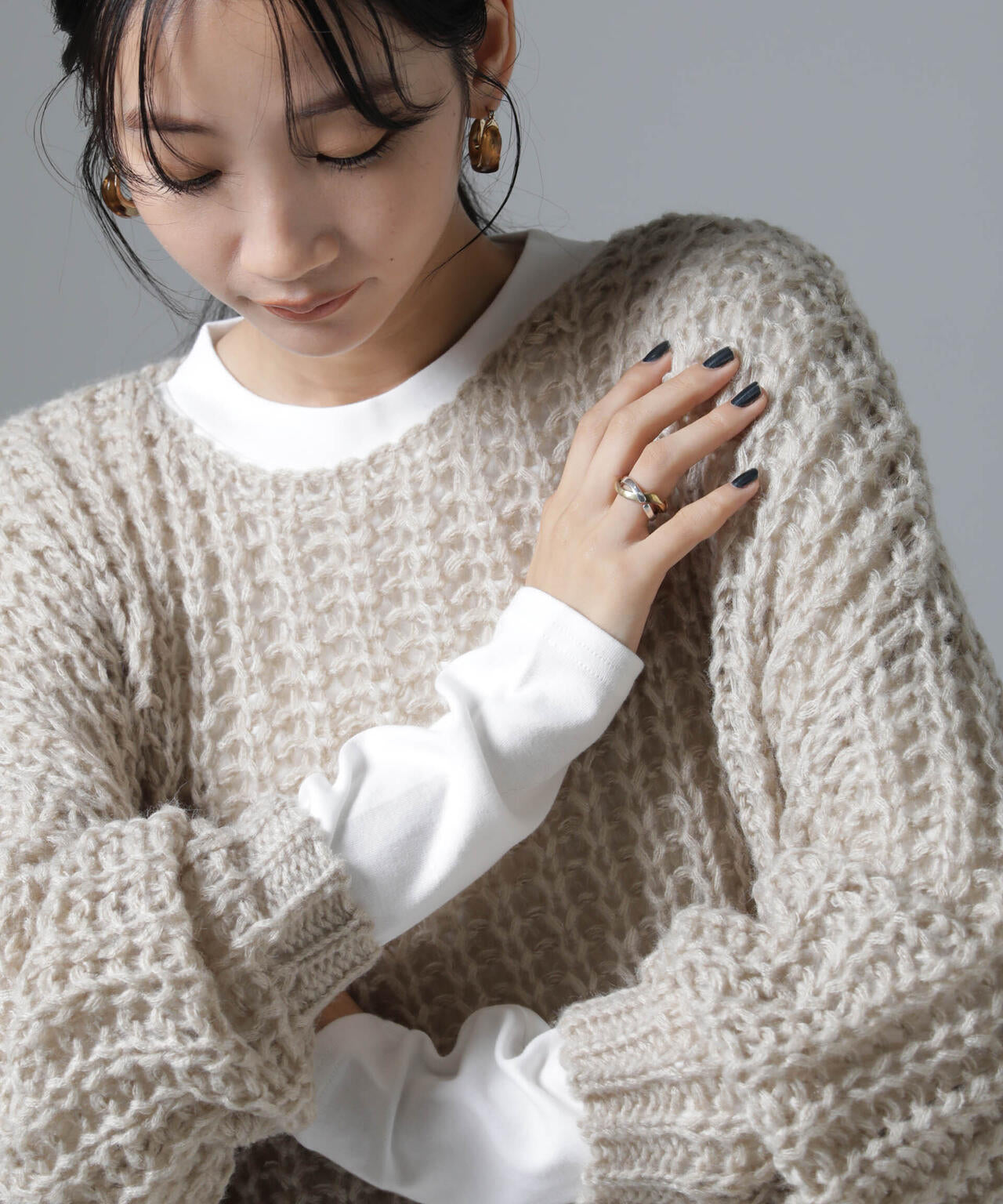 ジンジャー吸湿発熱抗菌防臭クルーネックカットソー 6734223321