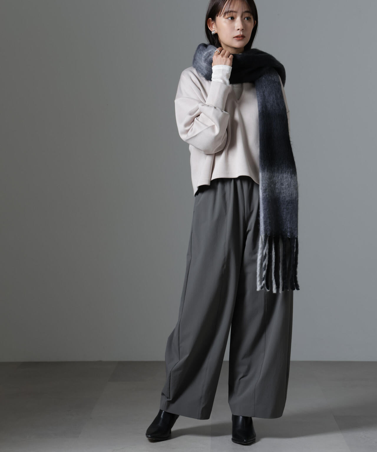 裏起毛ダンボールカットキーネックトップス(セットアップ可) 6734223325