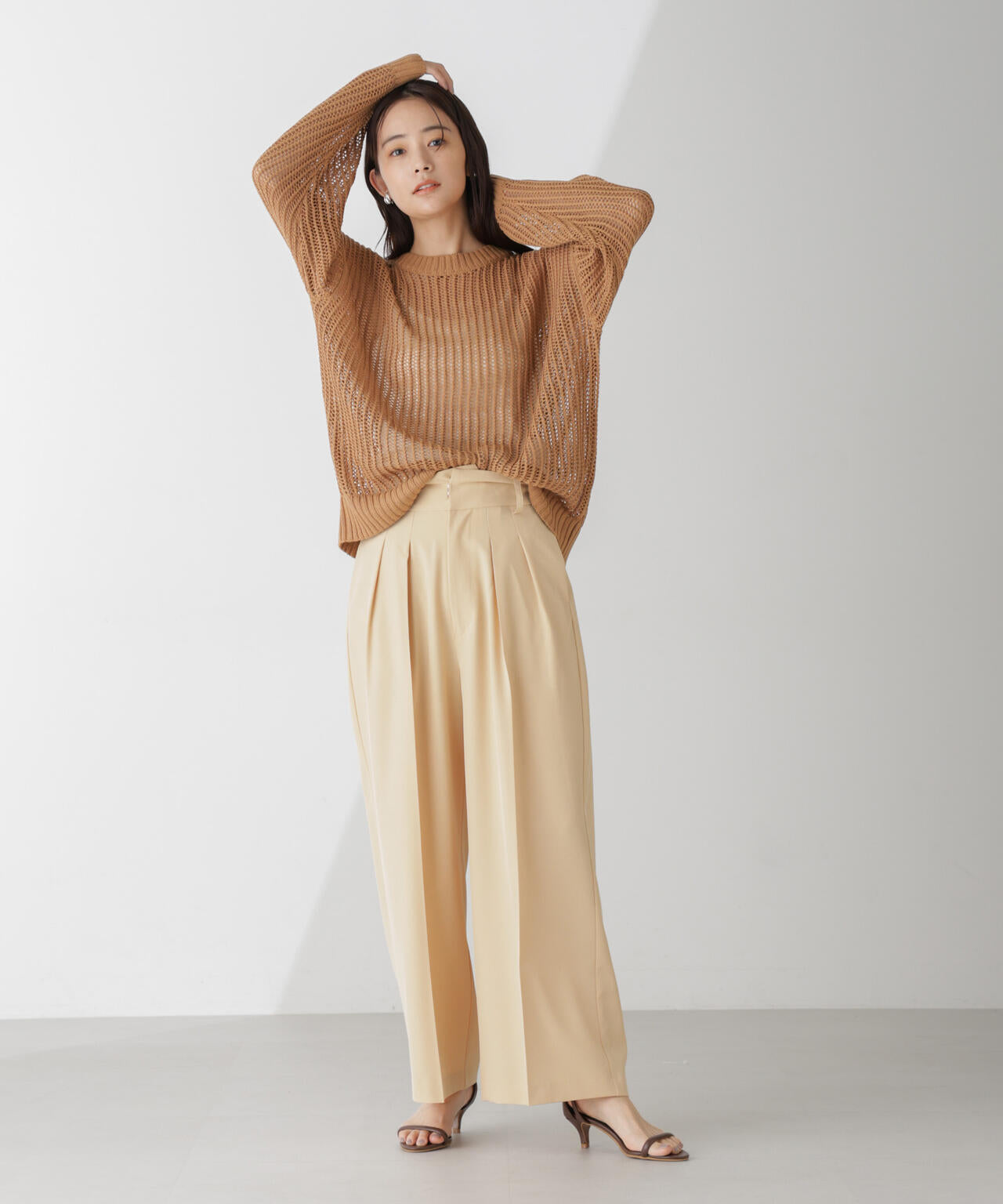 ハイウエスト2タックワイドパンツ(セットアップ可) 6734227302