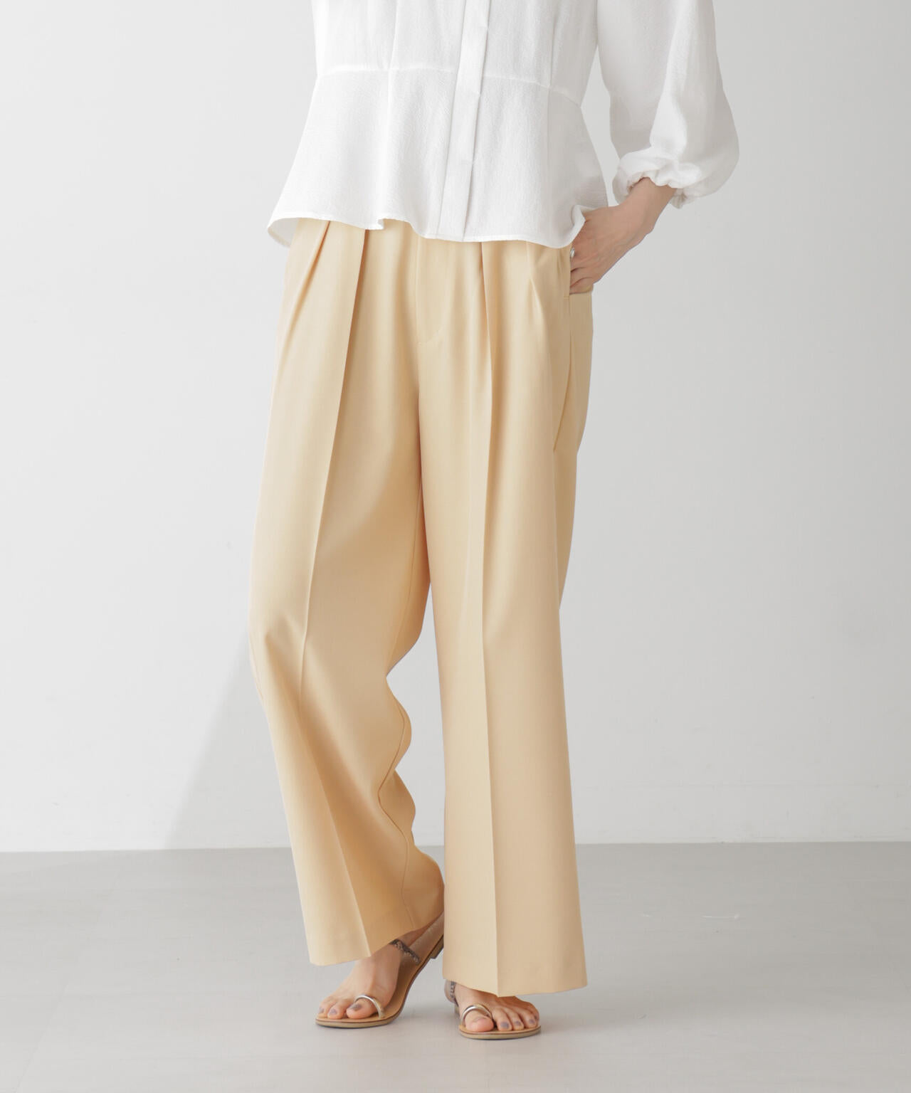 ハイウエスト2タックワイドパンツ(セットアップ可) 6734227302