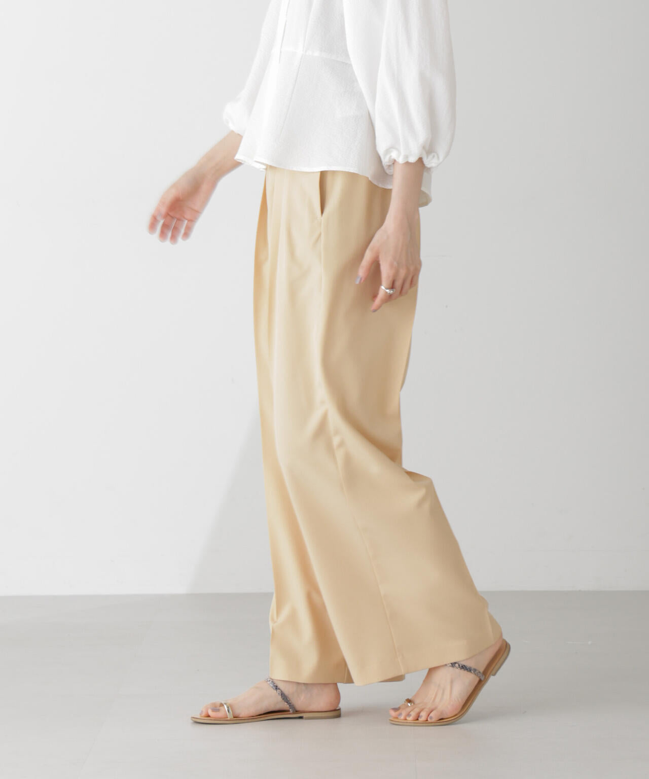 ハイウエスト2タックワイドパンツ(セットアップ可) 6734227302