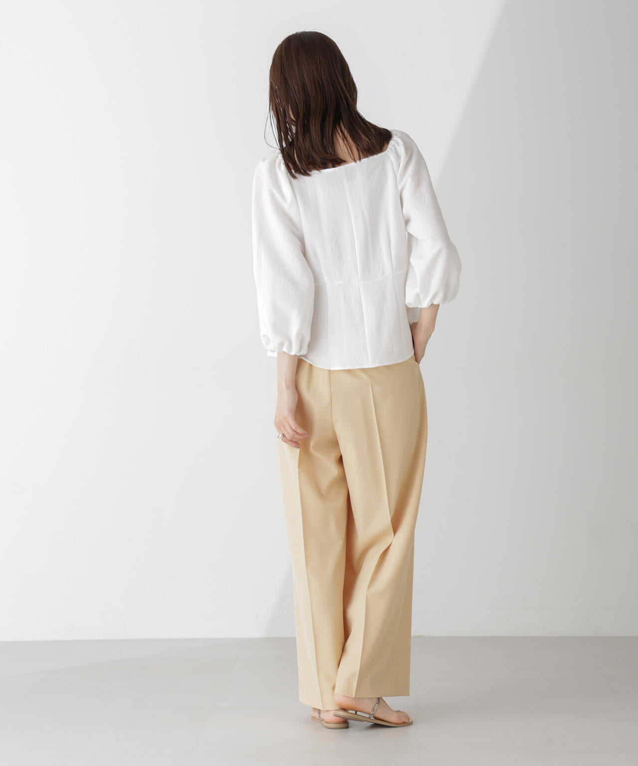ハイウエスト2タックワイドパンツ(セットアップ可) 6734227302