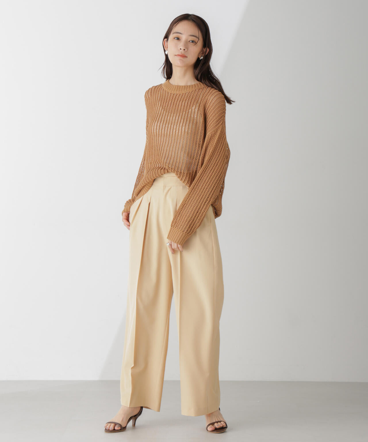 ハイウエスト2タックワイドパンツ(セットアップ可) 6734227302