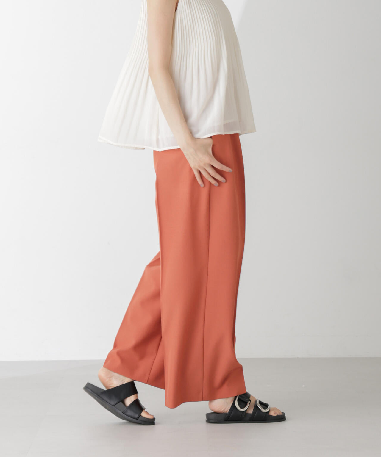 ハイウエスト2タックワイドパンツ(セットアップ可) 6734227302