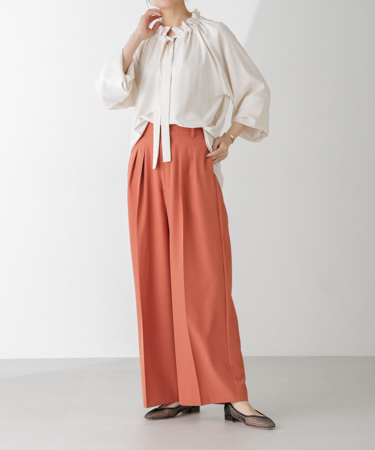 ハイウエスト2タックワイドパンツ(セットアップ可) 6734227302