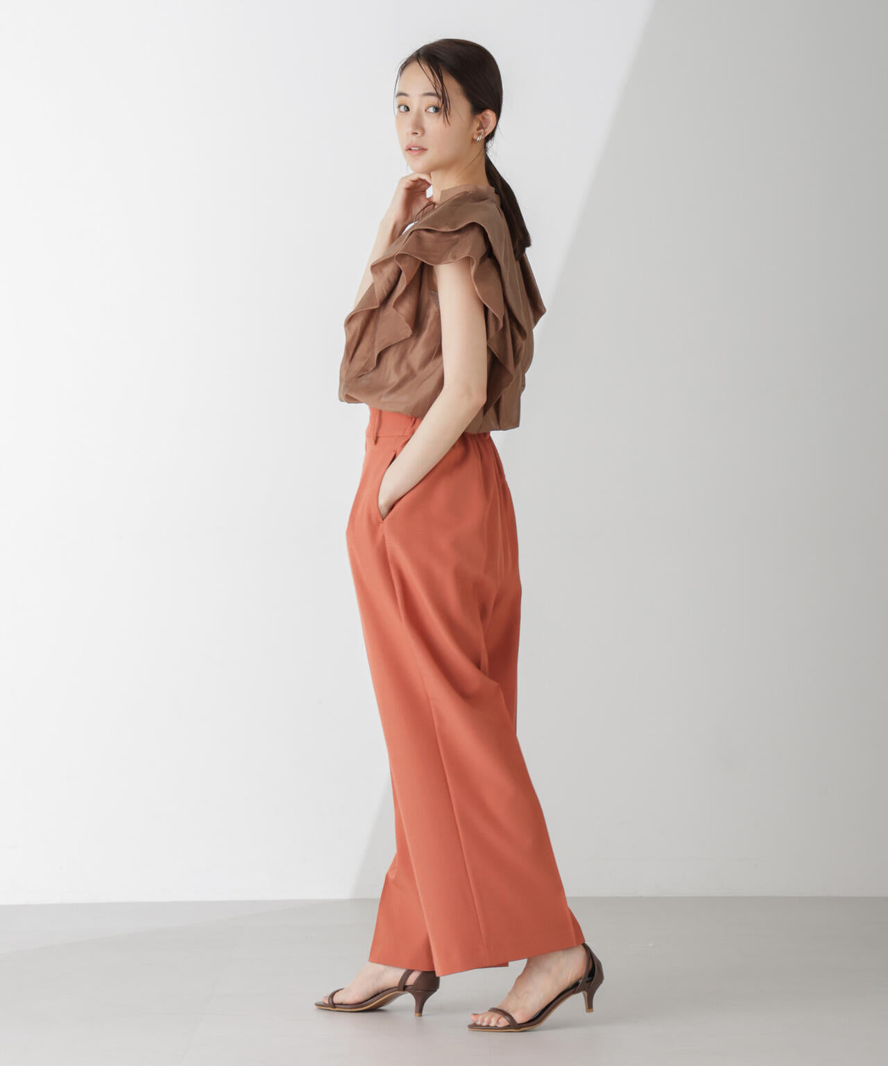 ハイウエスト2タックワイドパンツ(セットアップ可) 6734227302