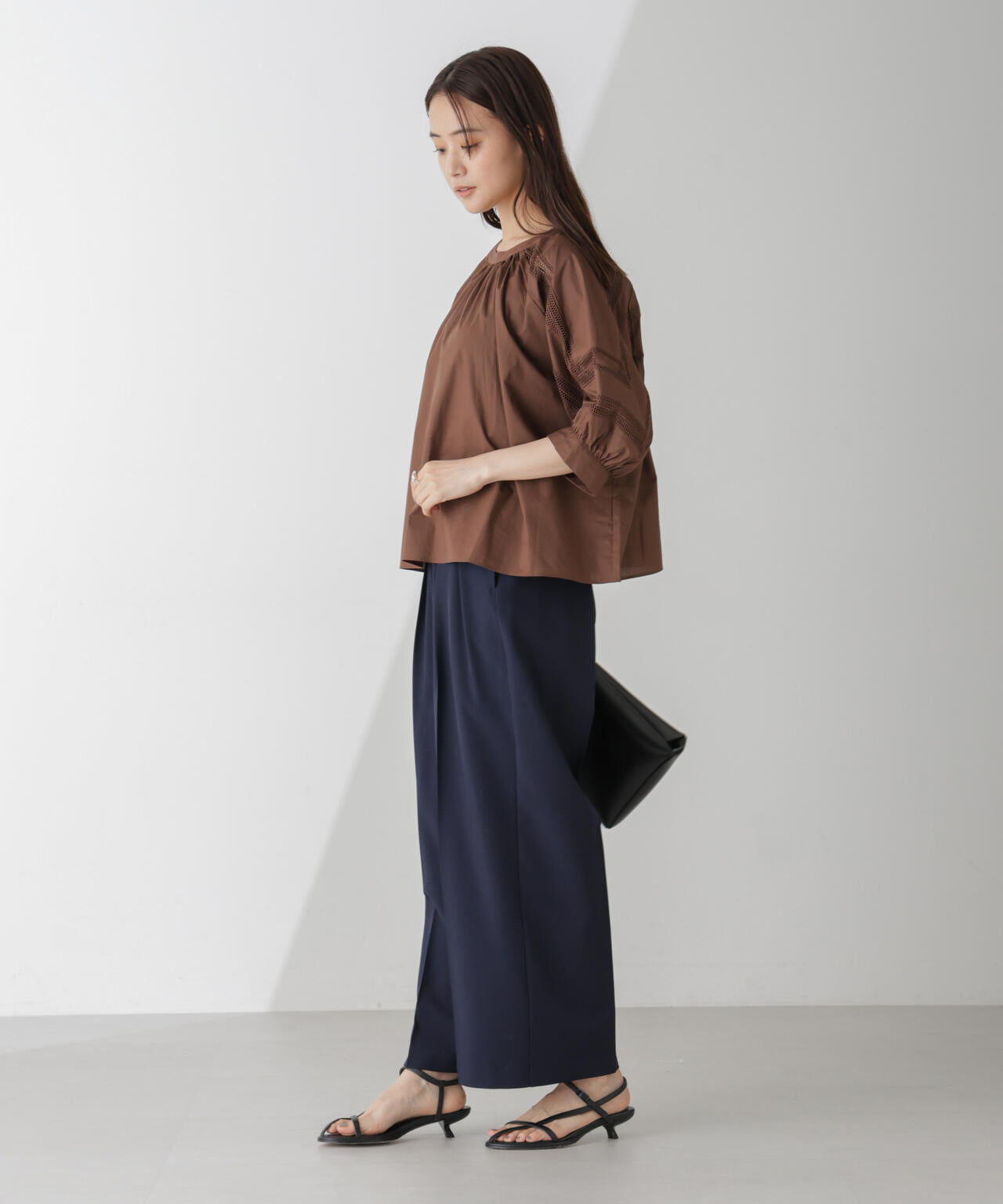 ハイウエスト2タックワイドパンツ(セットアップ可) 6734227302