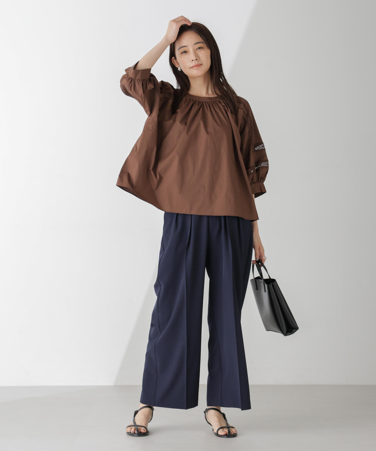 ハイウエスト2タックワイドパンツ(セットアップ可) 6734227302