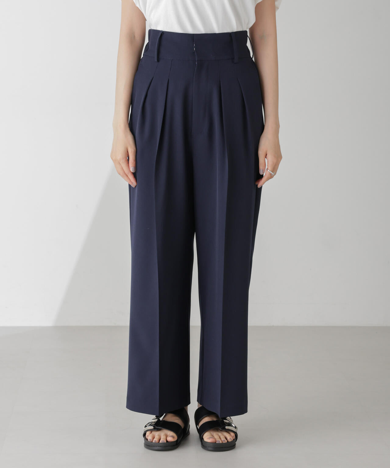 ハイウエスト2タックワイドパンツ(セットアップ可) 6734227302