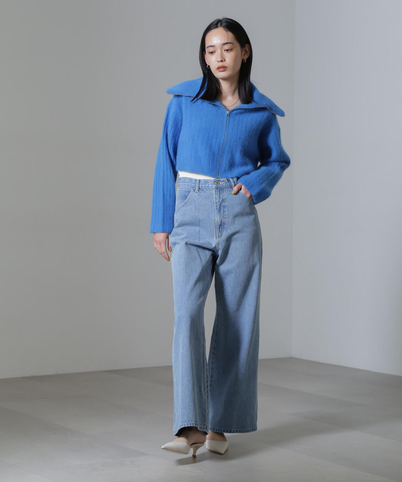 ハイウエストワイドデニムパンツ 6734227307
