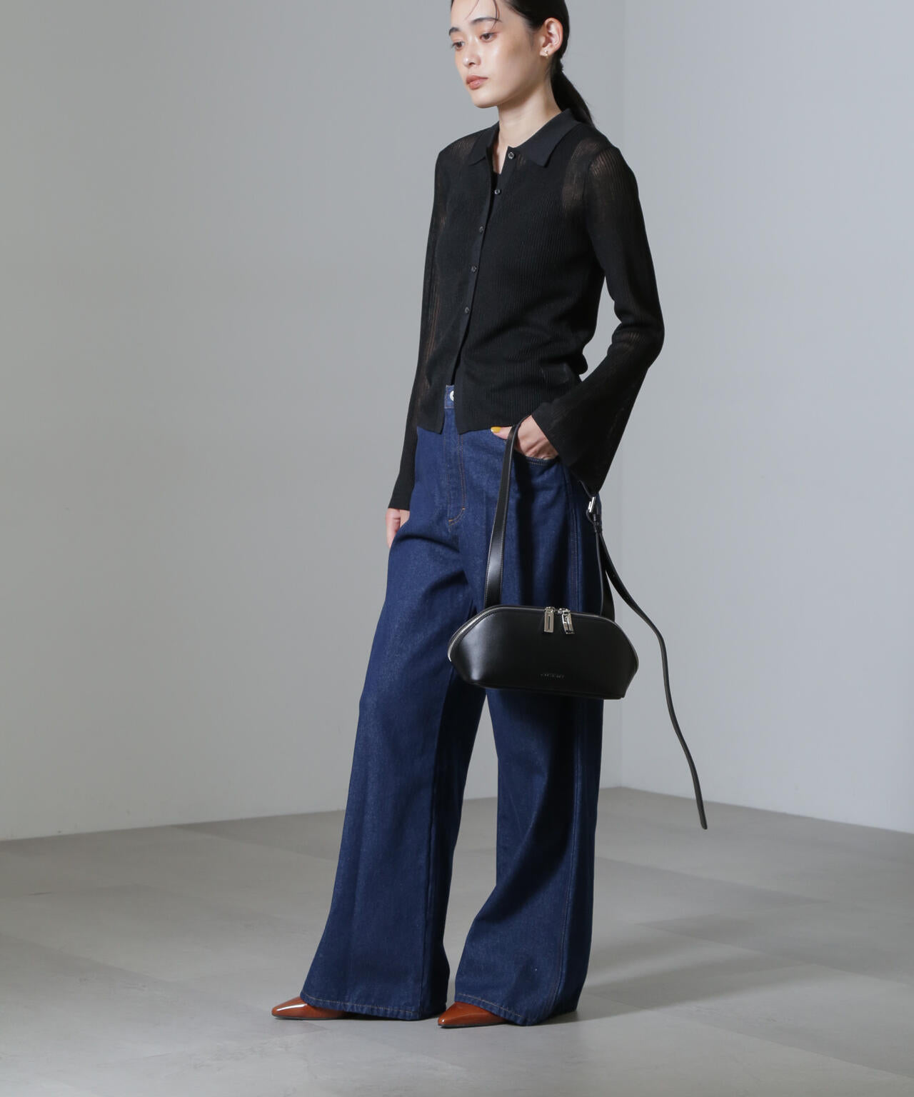 ハイウエストワイドデニムパンツ 6734227307