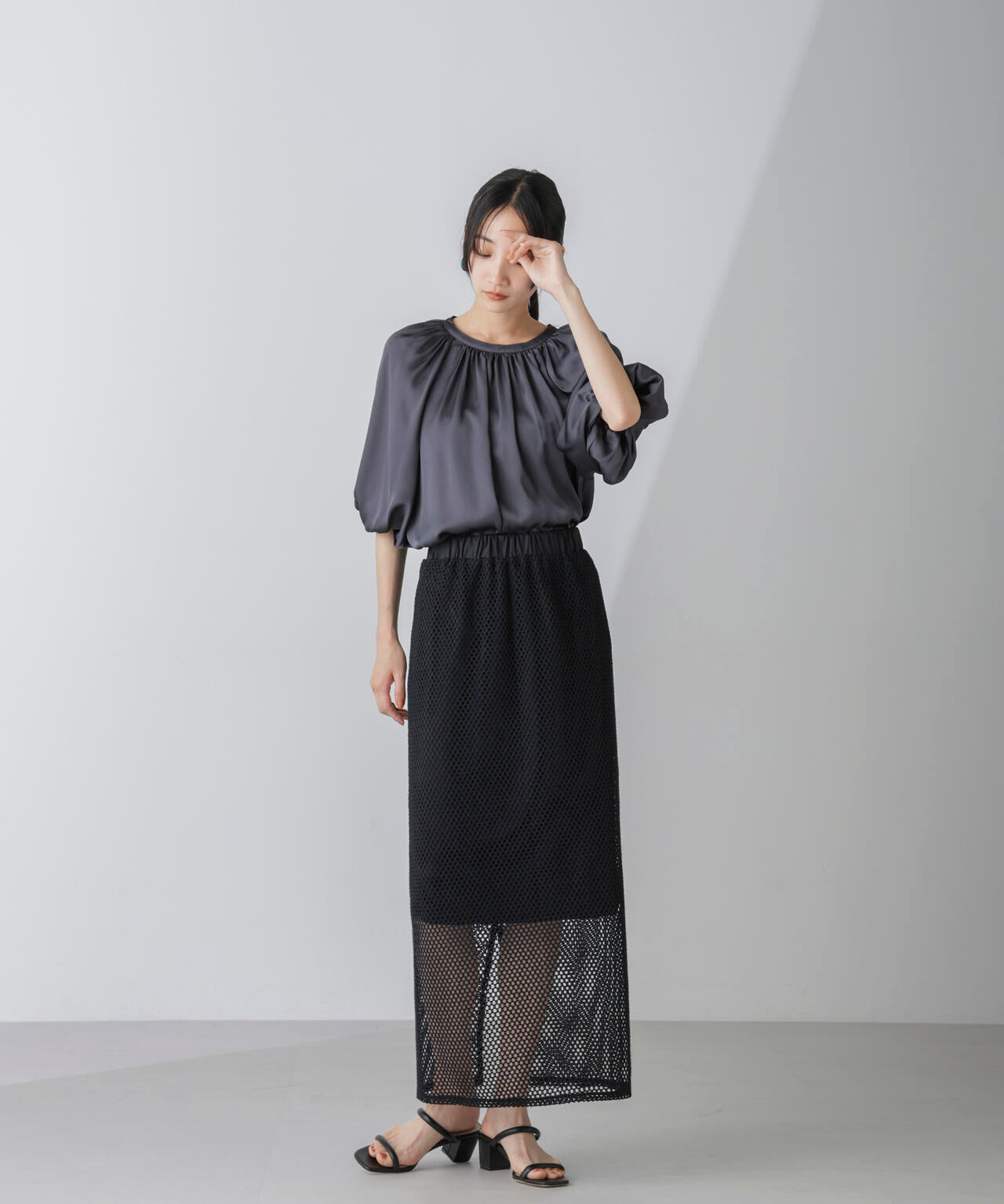 メッシュレースナロースカート 6734230304