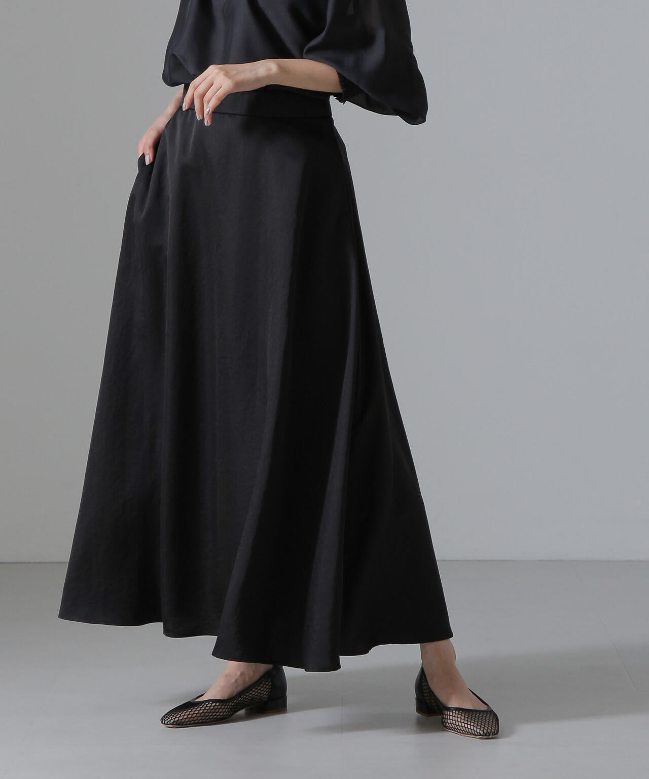 ヴィンテージサテンフレアロングスカート(セットアップ可) 6734230312
