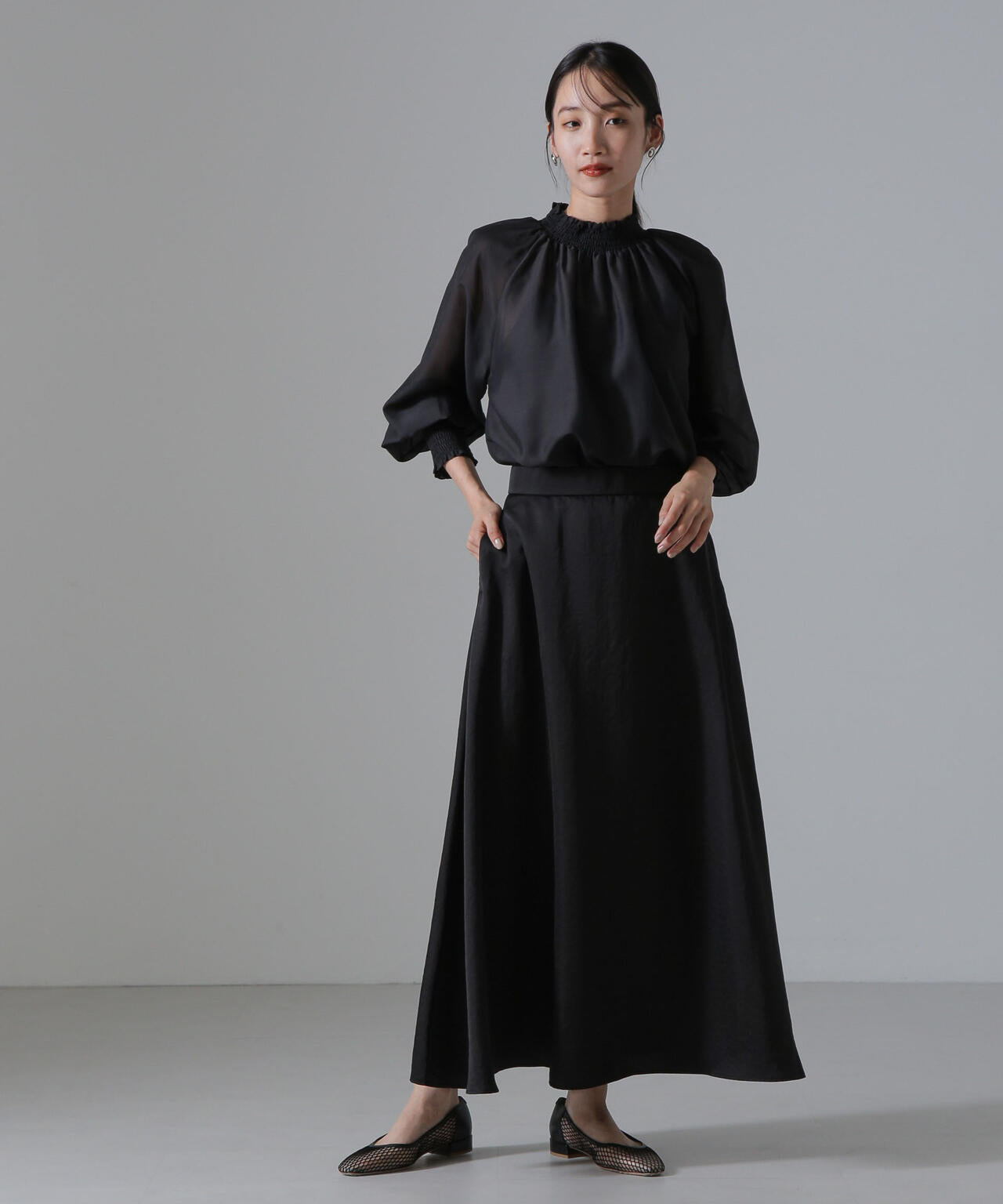 ヴィンテージサテンフレアロングスカート(セットアップ可) 6734230312