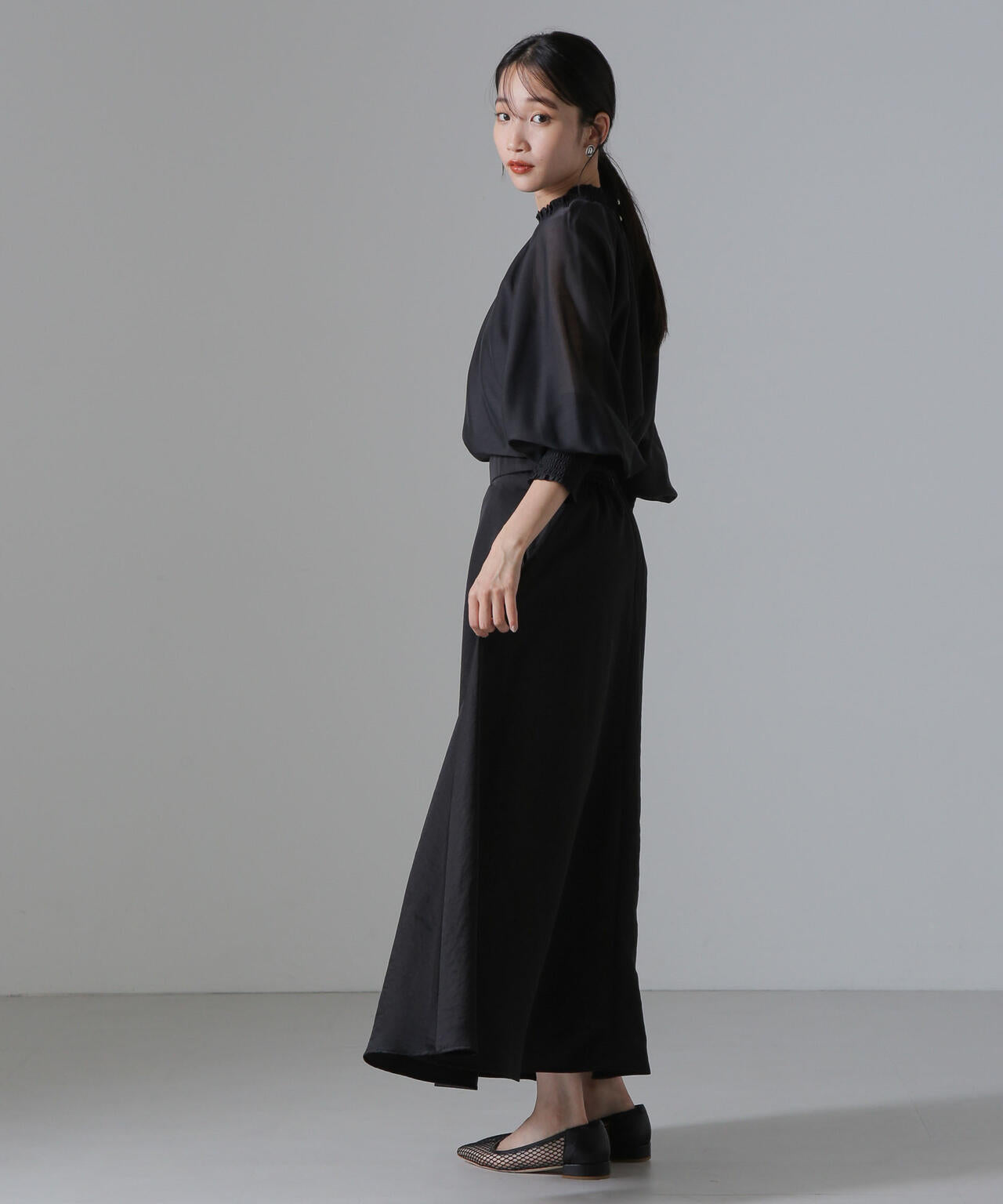 ヴィンテージサテンフレアロングスカート(セットアップ可) 6734230312