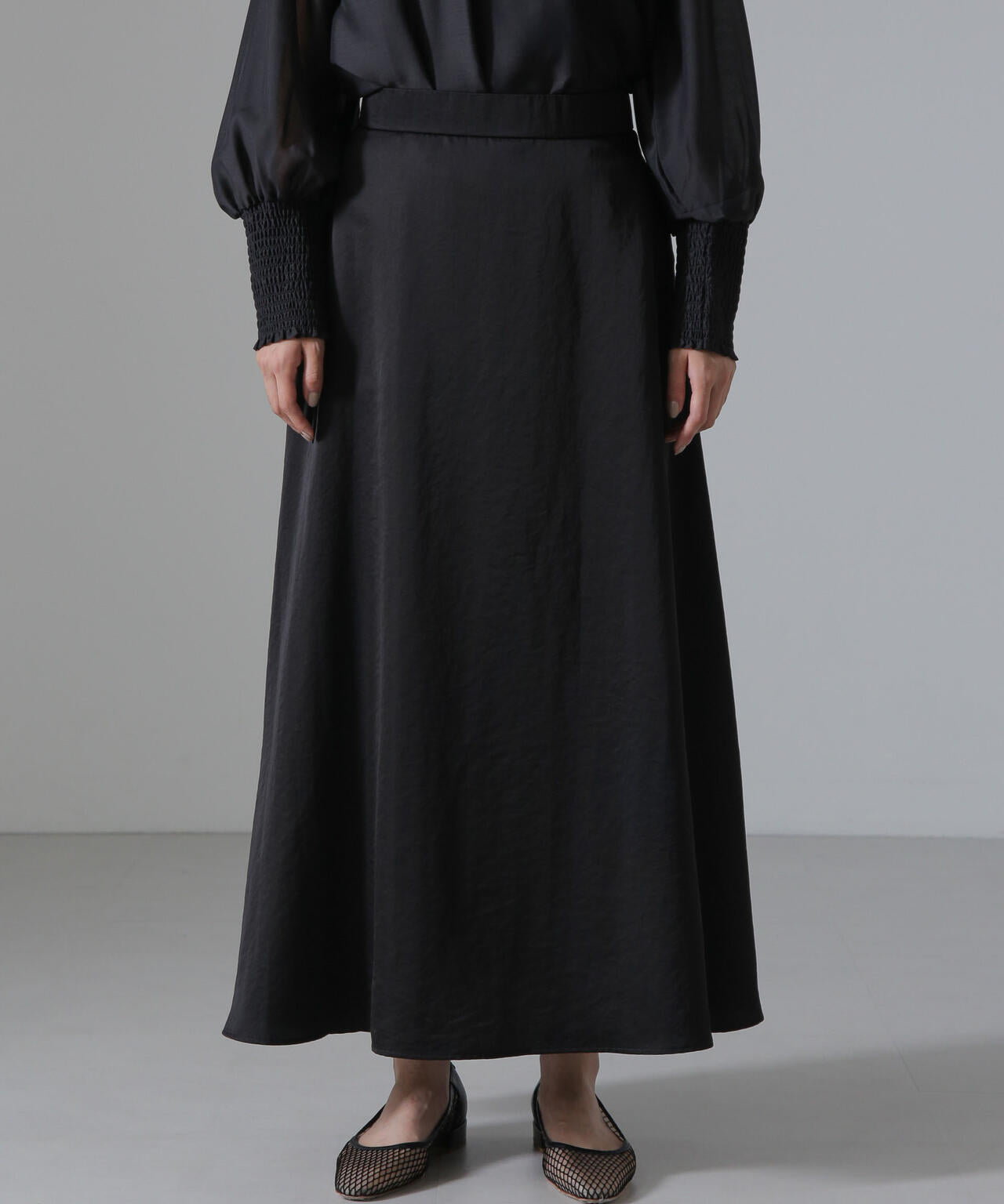 ヴィンテージサテンフレアロングスカート(セットアップ可) 6734230312