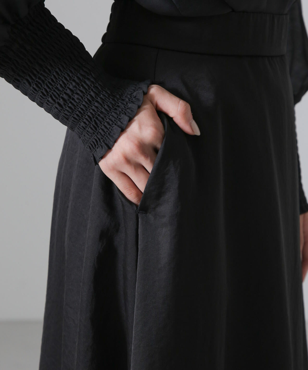 ヴィンテージサテンフレアロングスカート(セットアップ可) 6734230312