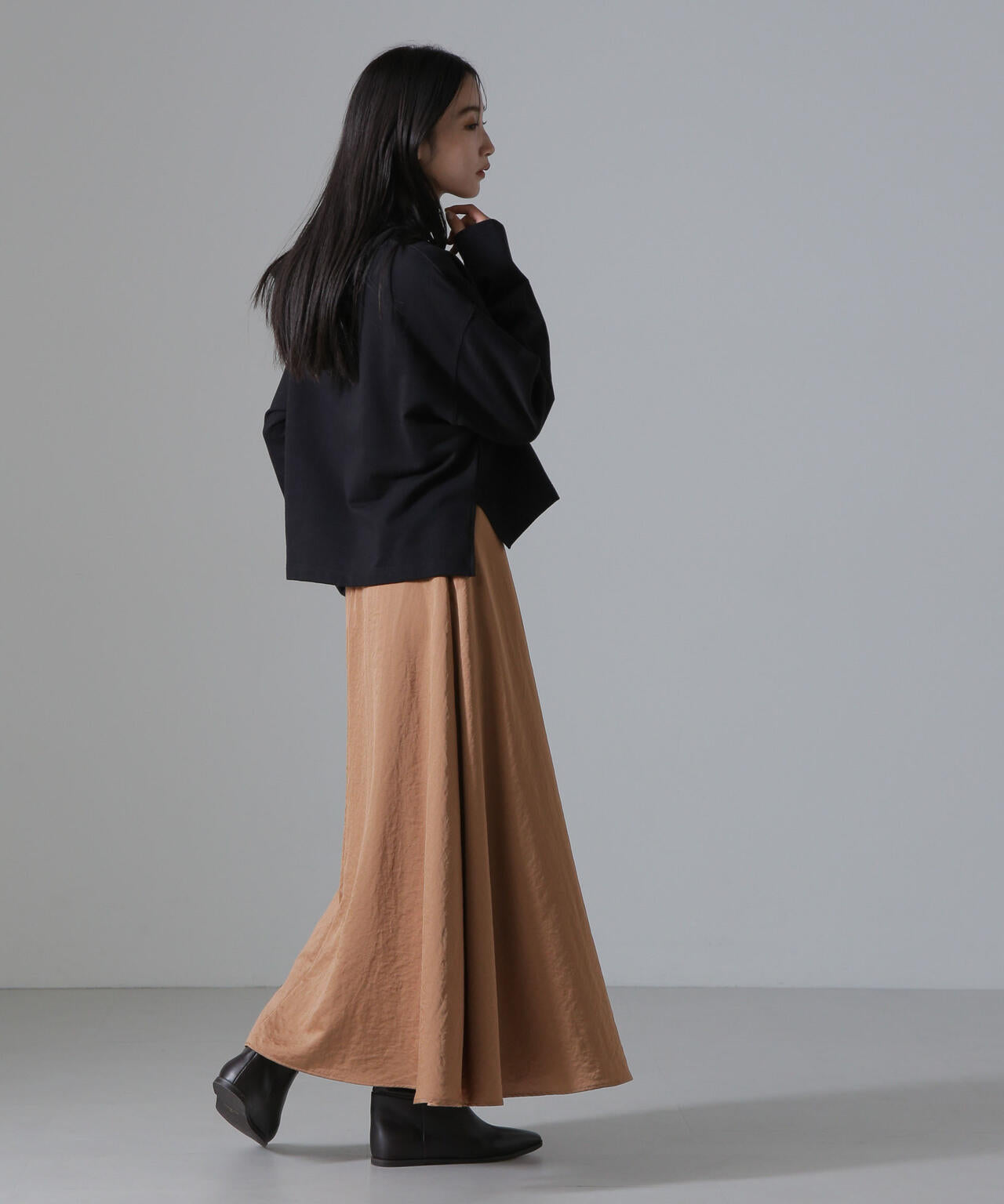 ヴィンテージサテンフレアロングスカート(セットアップ可) 6734230312