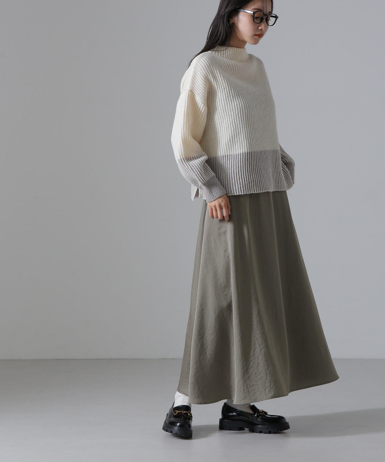 ヴィンテージサテンフレアロングスカート(セットアップ可) 6734230312