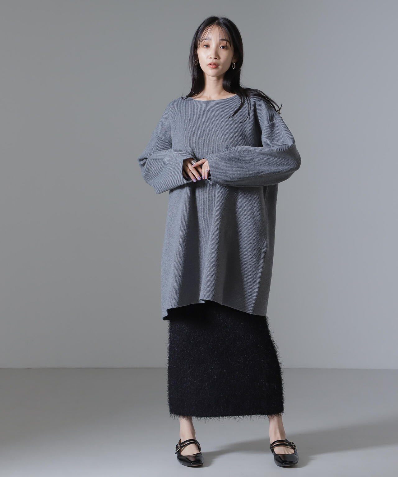 フェザーヤーンニットタイトスカート(セットアップ可) 6734230313
