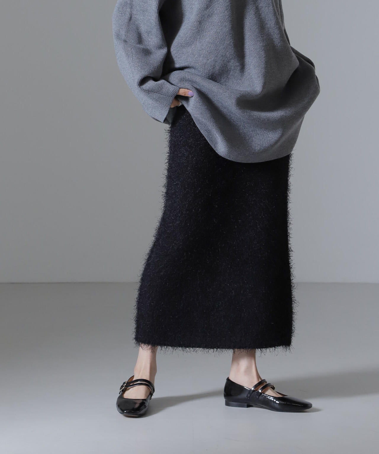 フェザーヤーンニットタイトスカート(セットアップ可) 6734230313