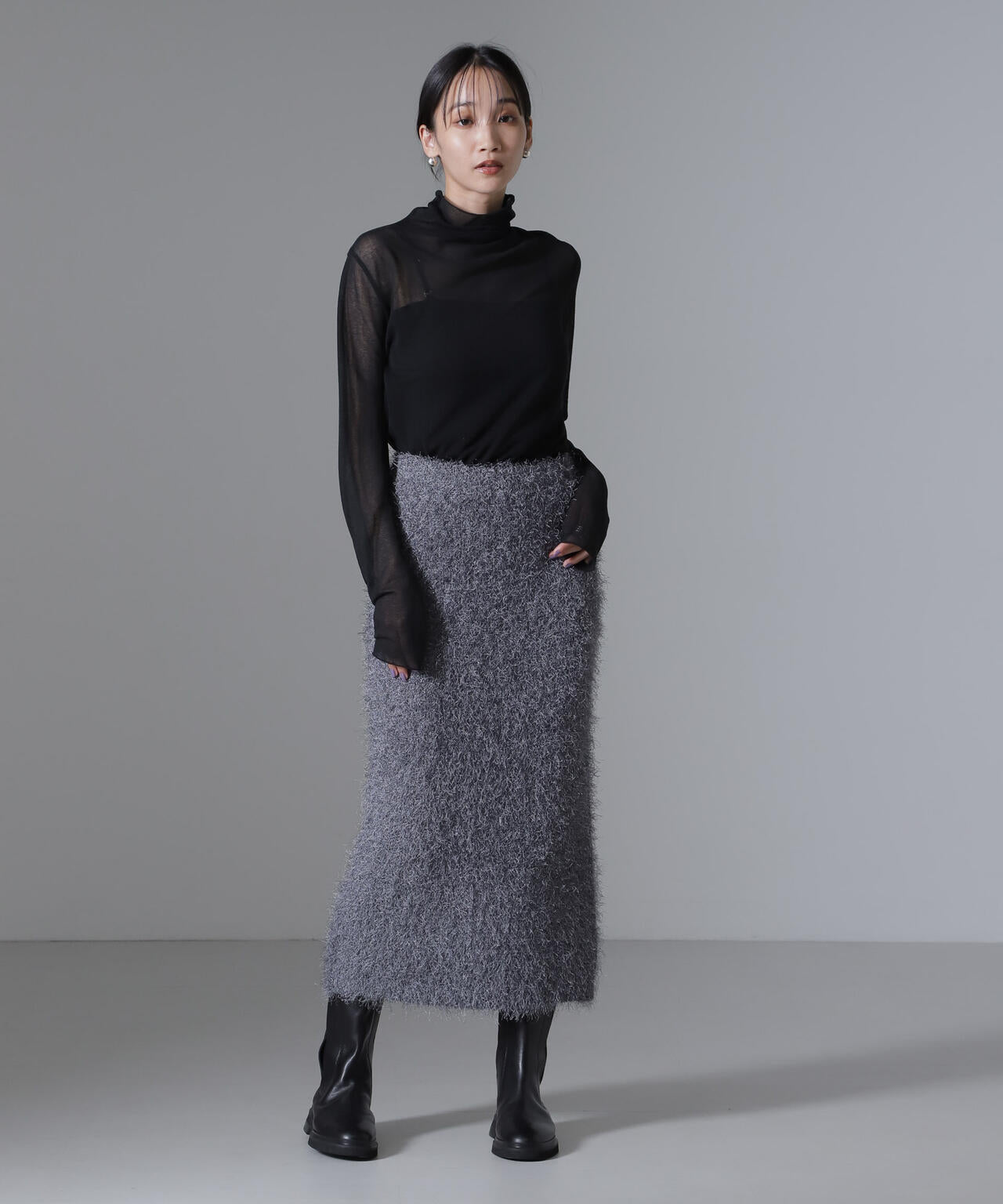 フェザーヤーンニットタイトスカート(セットアップ可) 6734230313