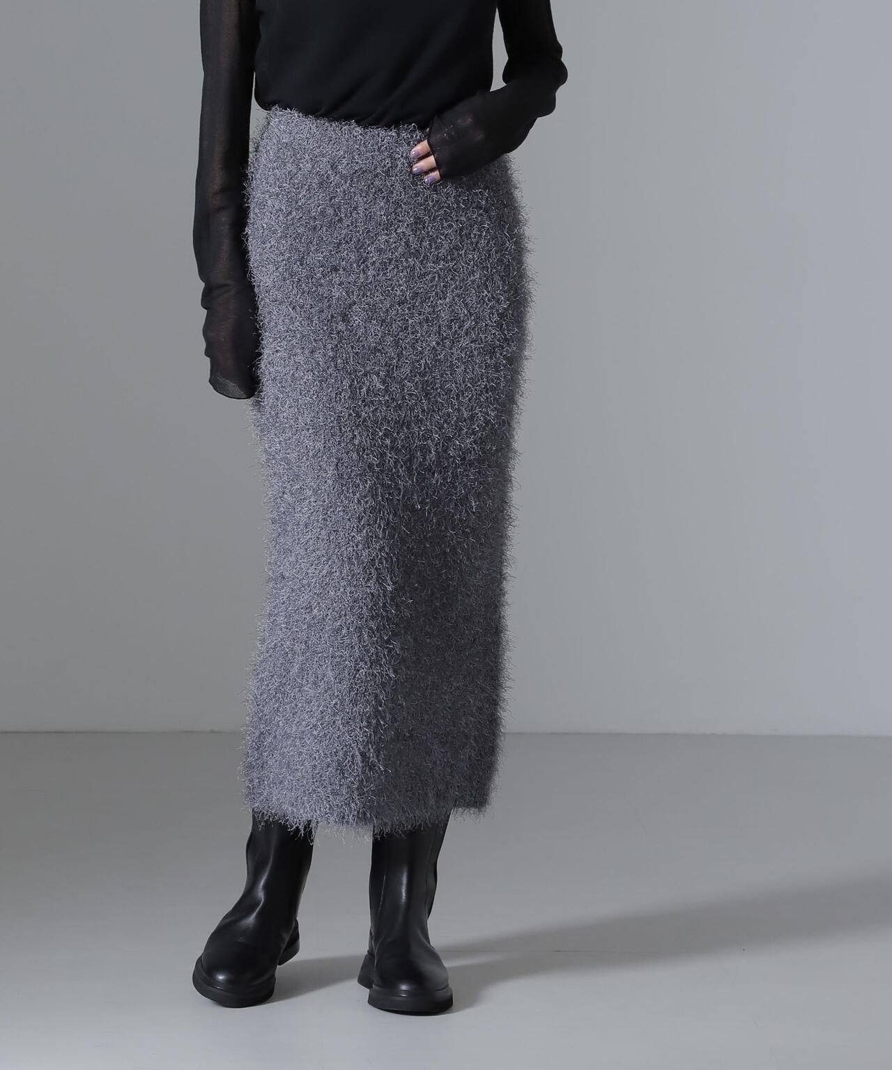 フェザーヤーンニットタイトスカート(セットアップ可) 6734230313