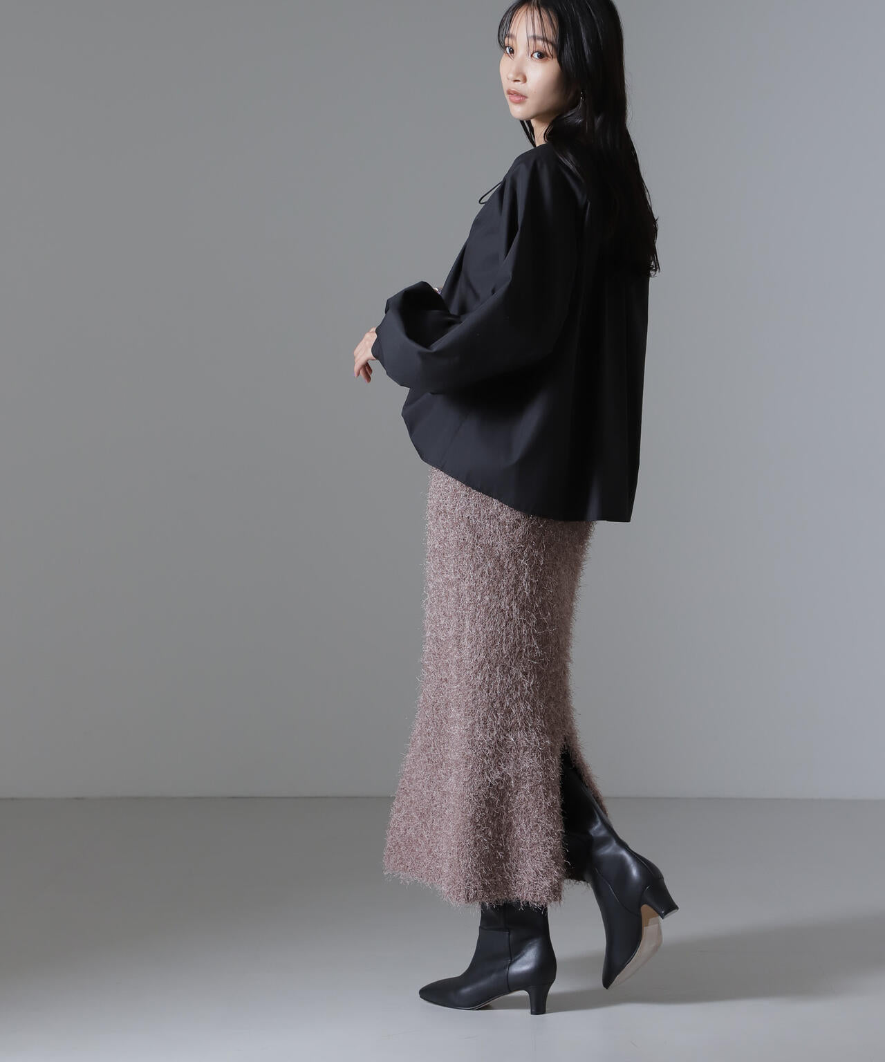 フェザーヤーンニットタイトスカート(セットアップ可) 6734230313