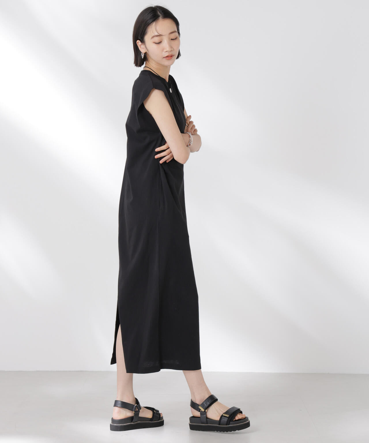 STORATECH 機能素材タックスリーブカットワンピース 6735119331