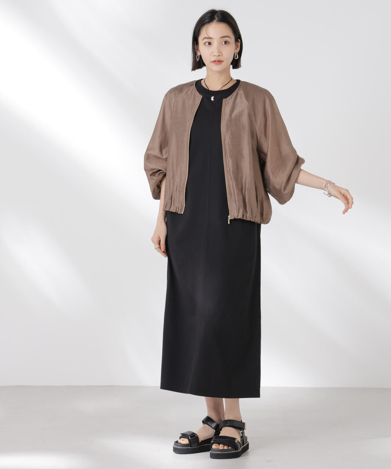 STORATECH 機能素材タックスリーブカットワンピース 6735119331