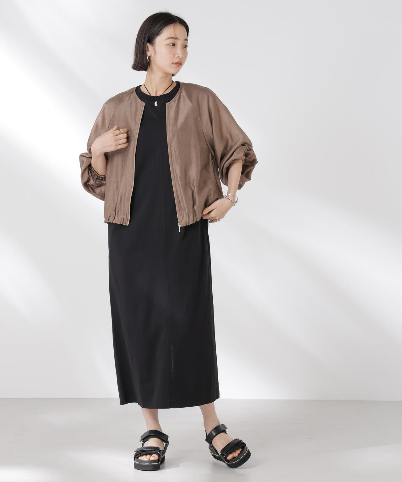 STORATECH 機能素材タックスリーブカットワンピース 6735119331