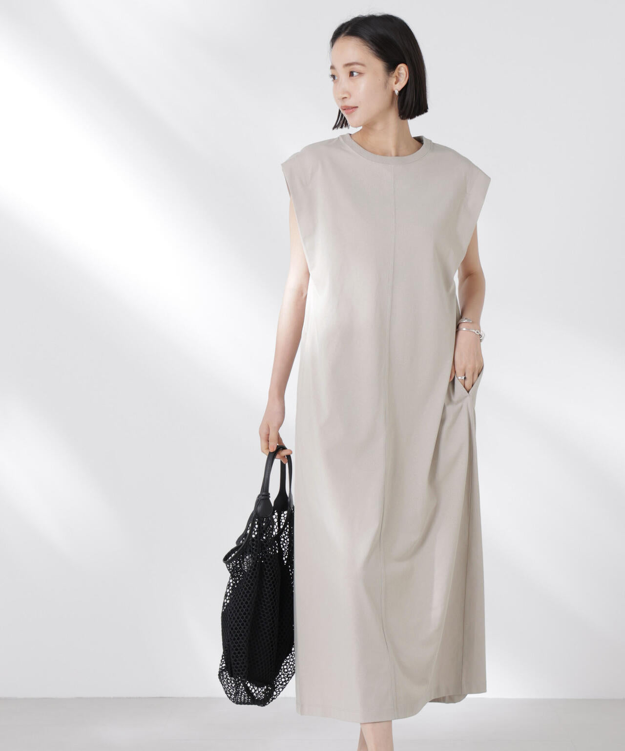 STORATECH 機能素材タックスリーブカットワンピース 6735119331