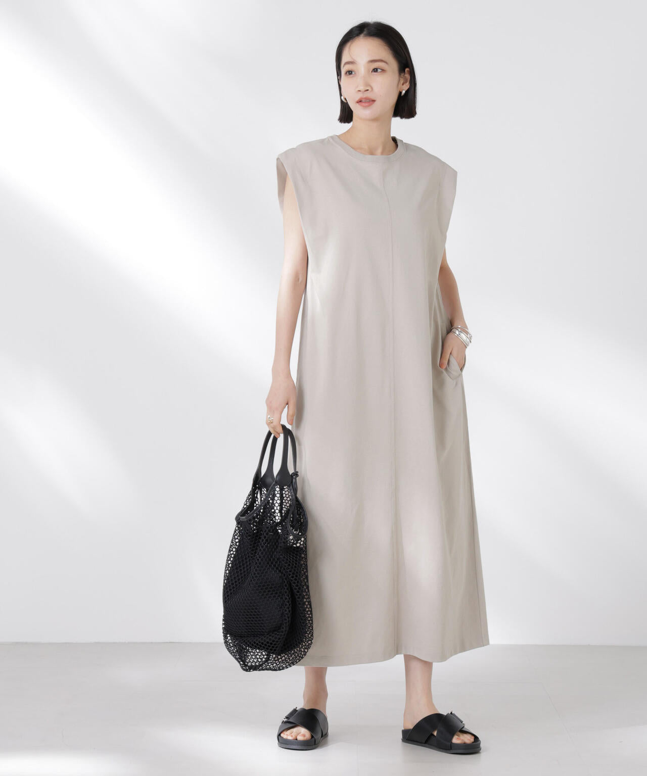 STORATECH 機能素材タックスリーブカットワンピース 6735119331