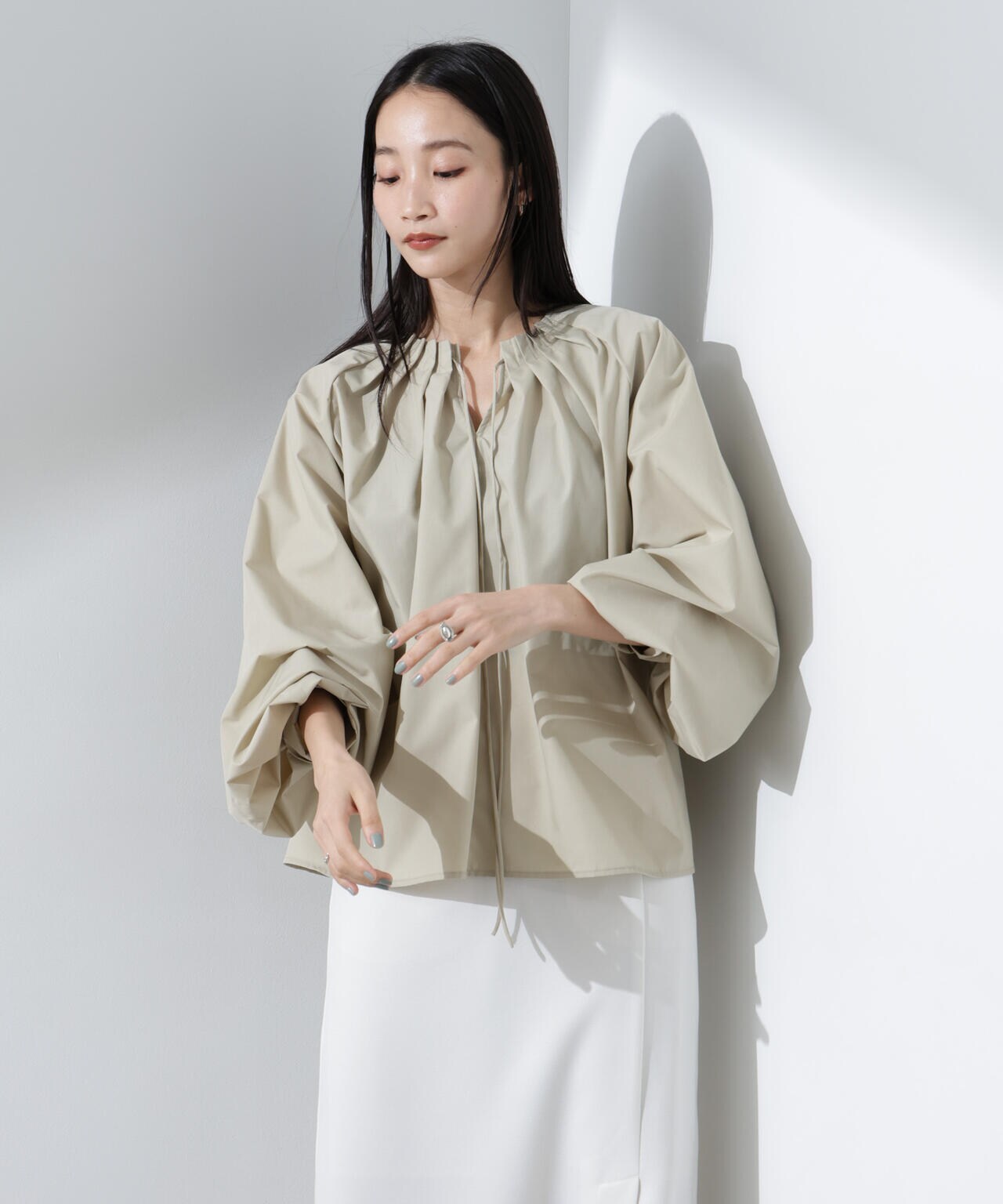 ボリュームスリーブタックブラウス 6735120307