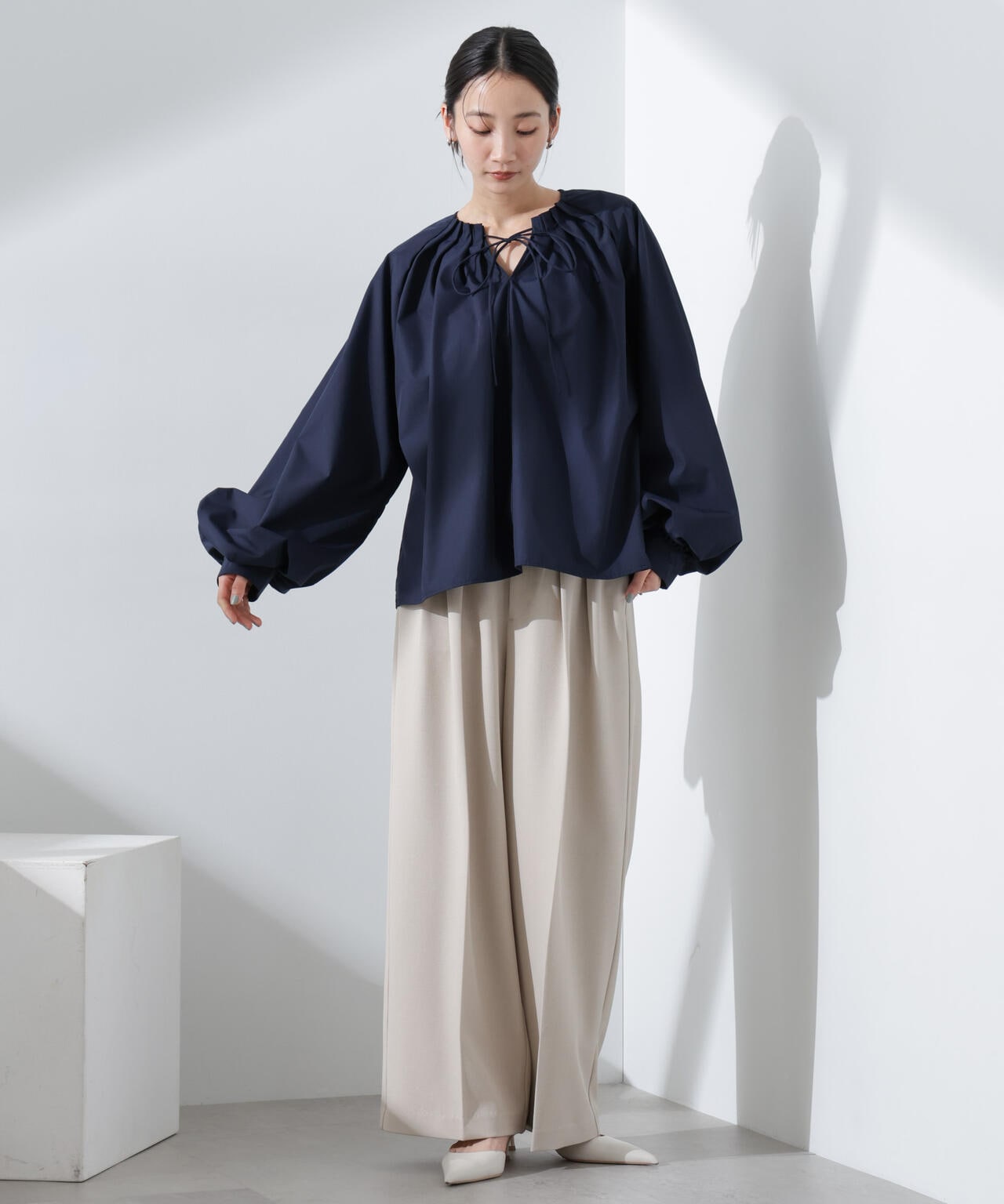 ボリュームスリーブタックブラウス 6735120307