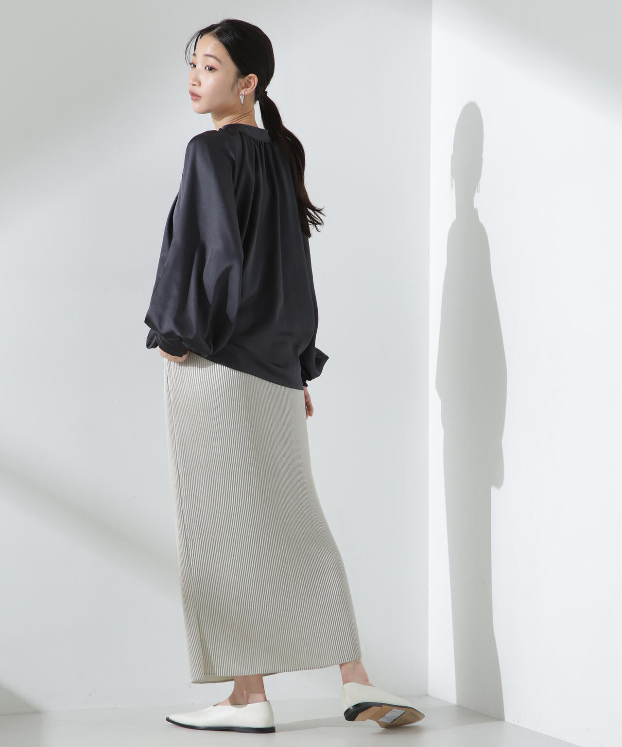 前後2WAYサテンドルマンギャザーブラウス(セットアップ可) 6735120308