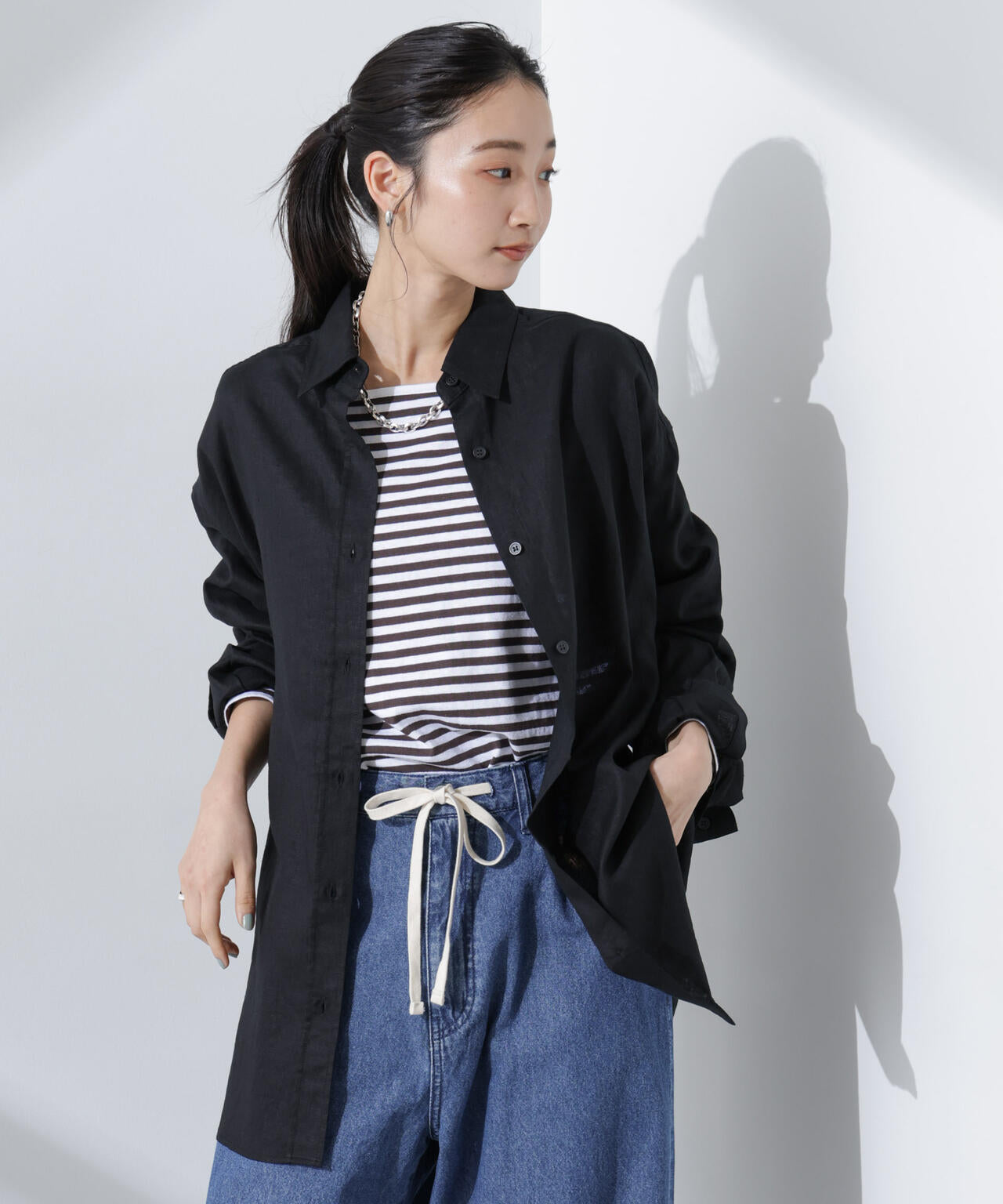 Anti Smell Linen ベーシックワイドシャツ 6735120309