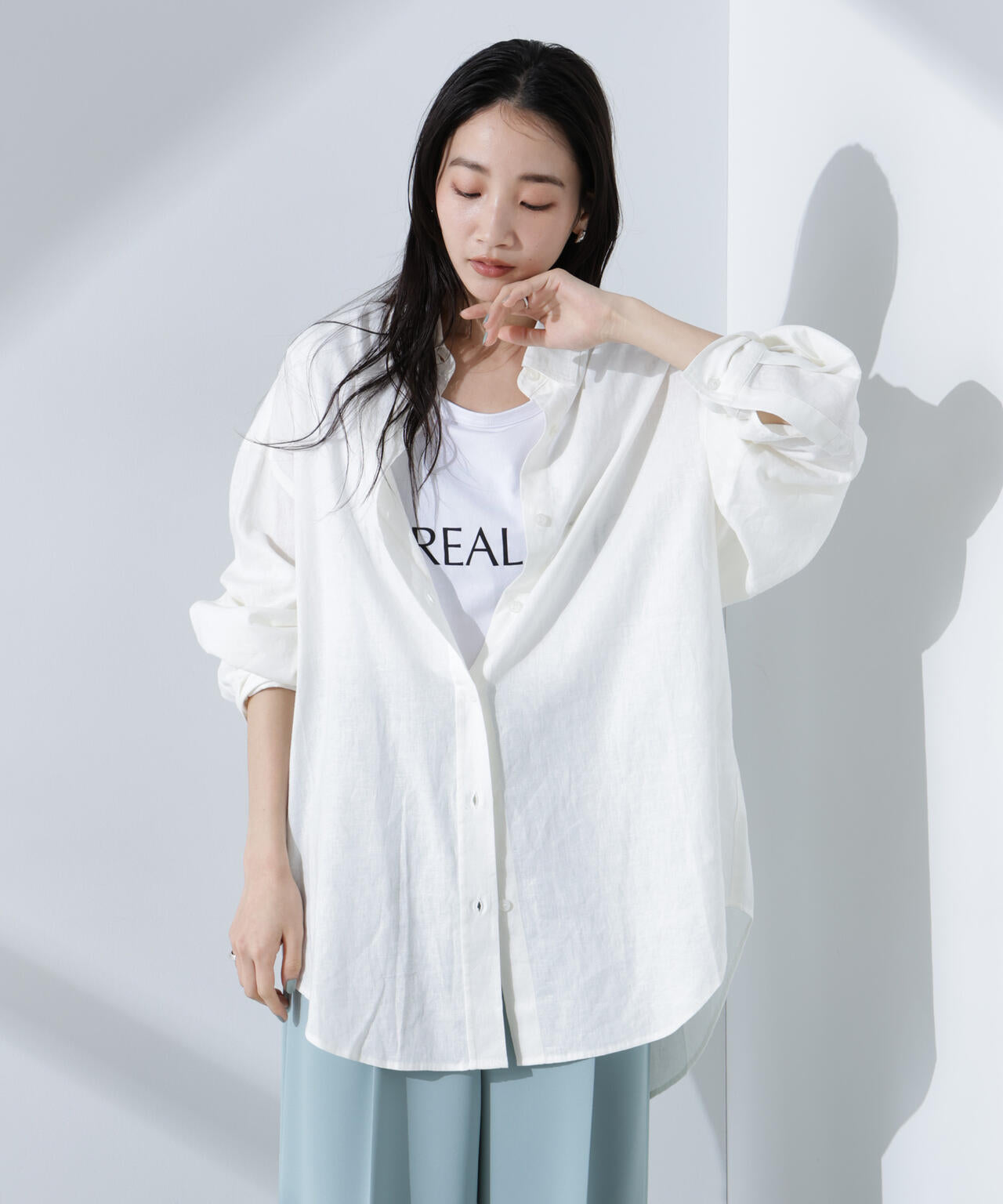 Anti Smell Linen ベーシックワイドシャツ 6735120309