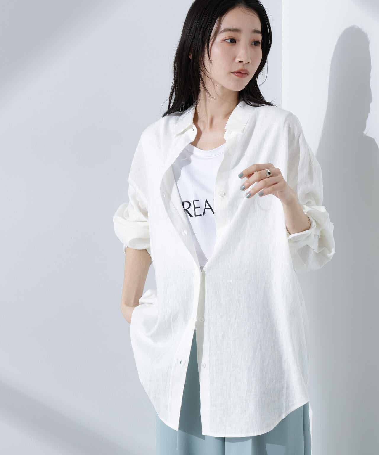 Anti Smell Linen ベーシックワイドシャツ 6735120309