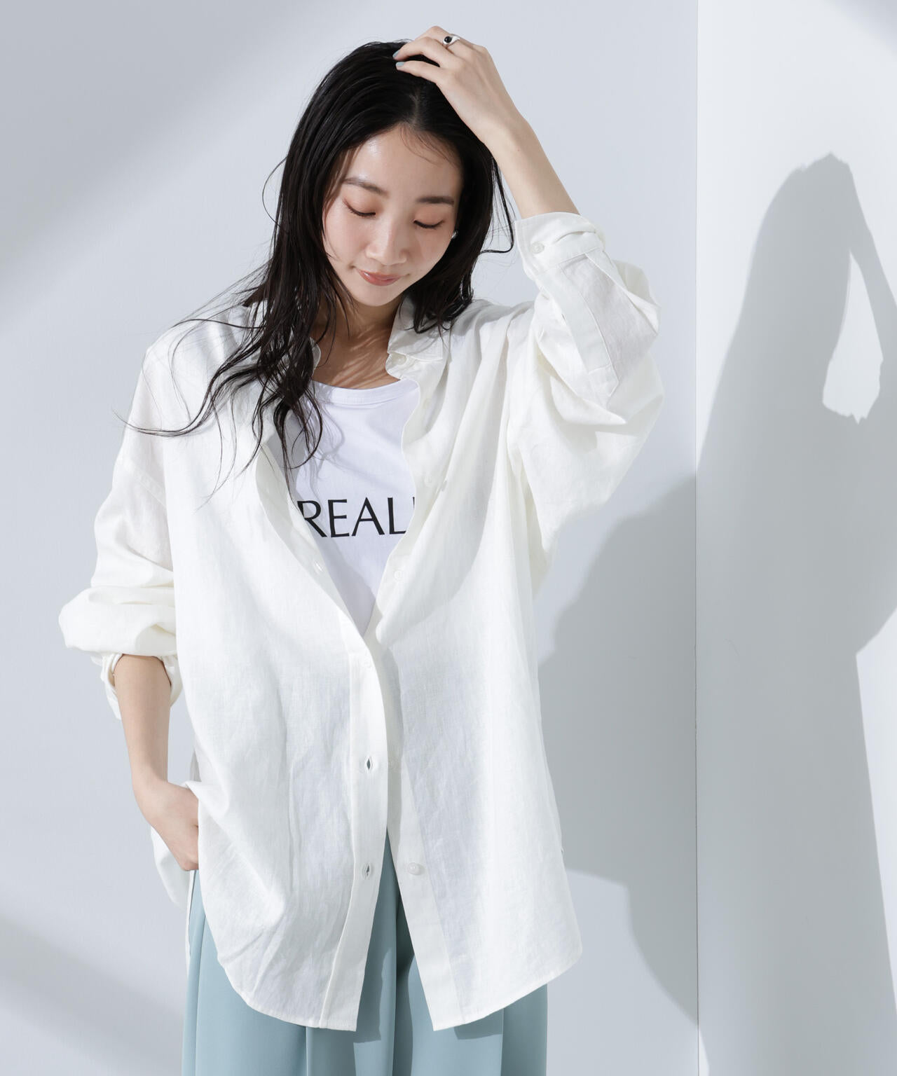 Anti Smell Linen ベーシックワイドシャツ 6735120309