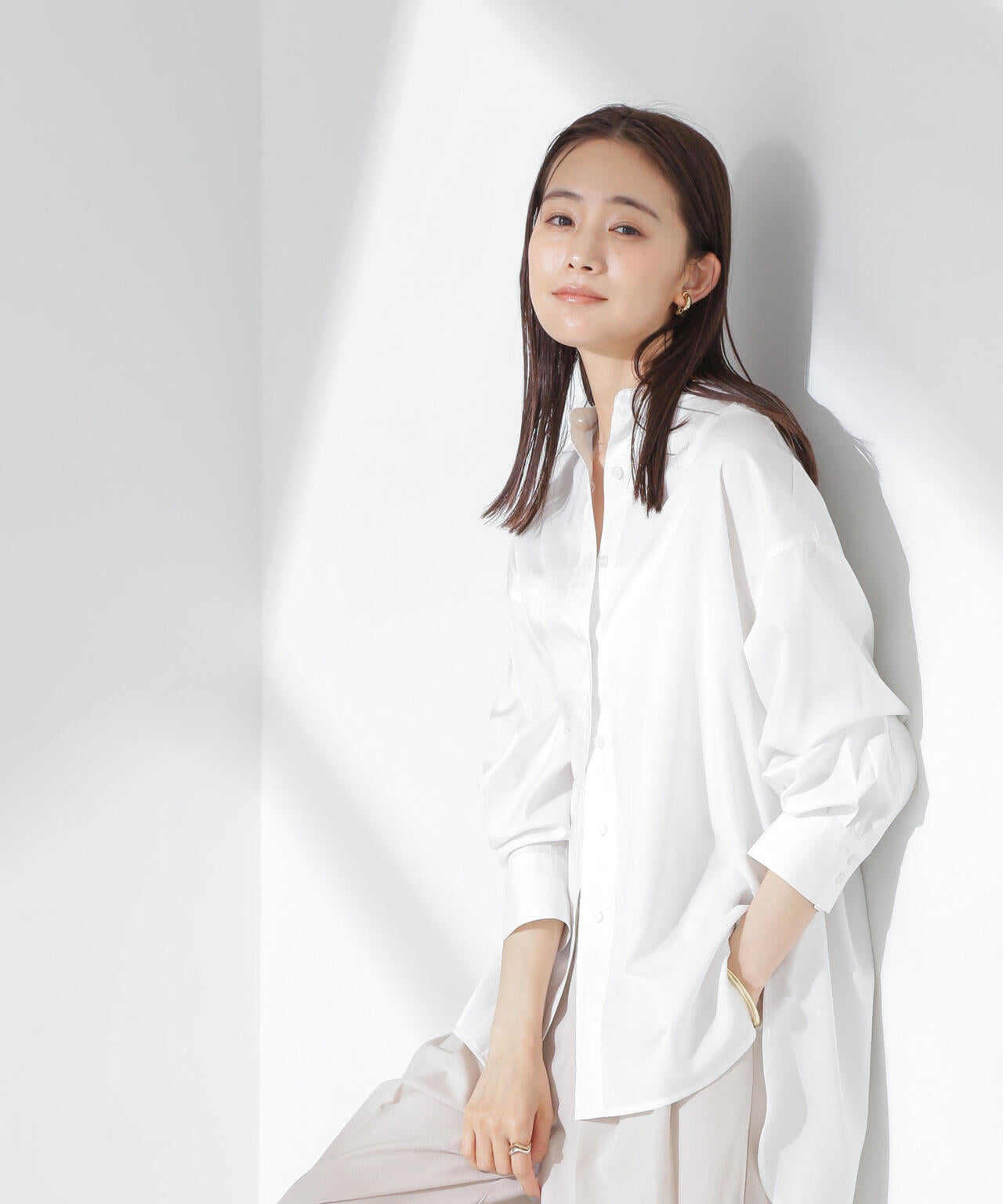 とろみバンドカラーシャツ 6735120317