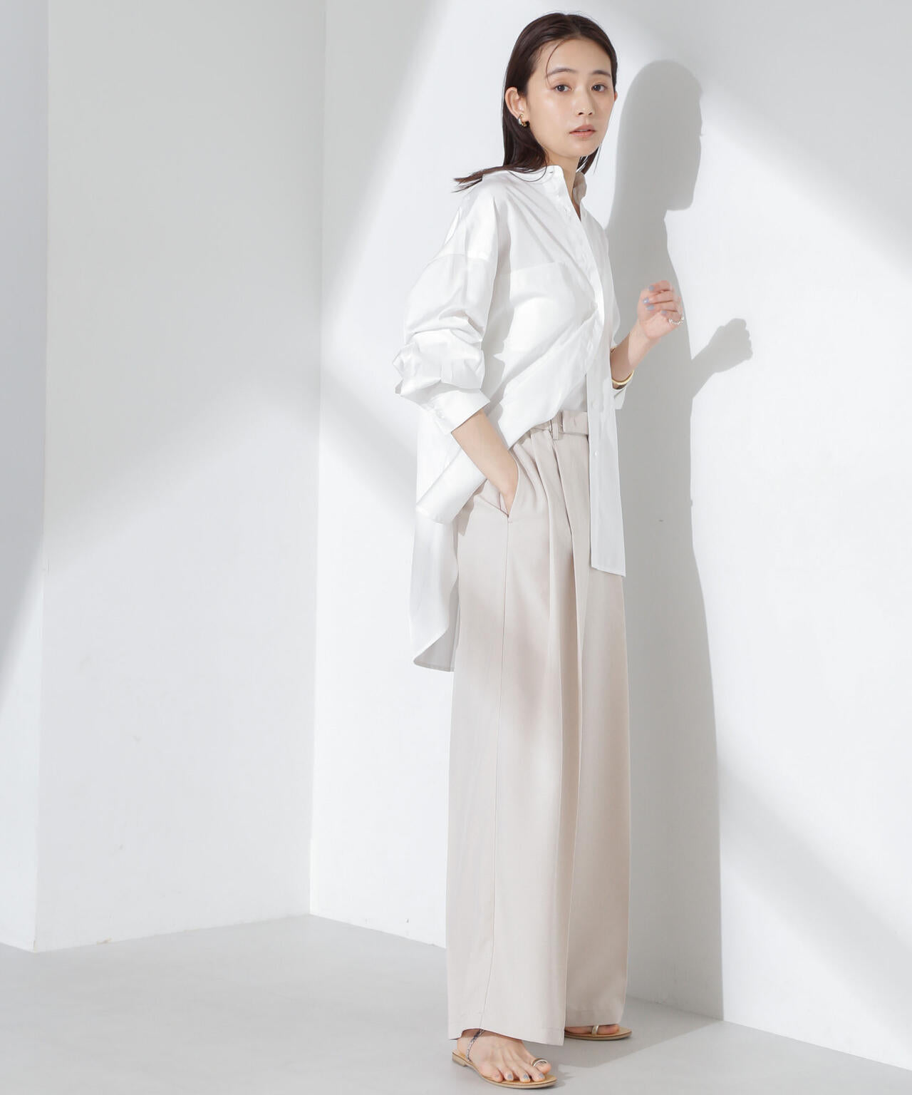 とろみバンドカラーシャツ 6735120317