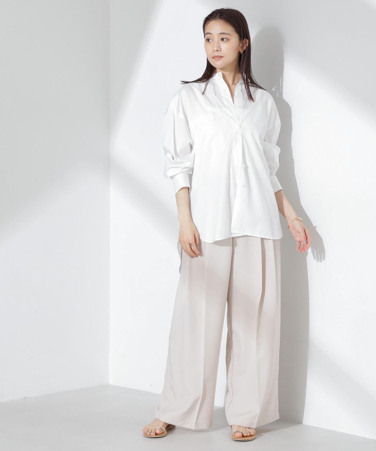 とろみバンドカラーシャツ 6735120317