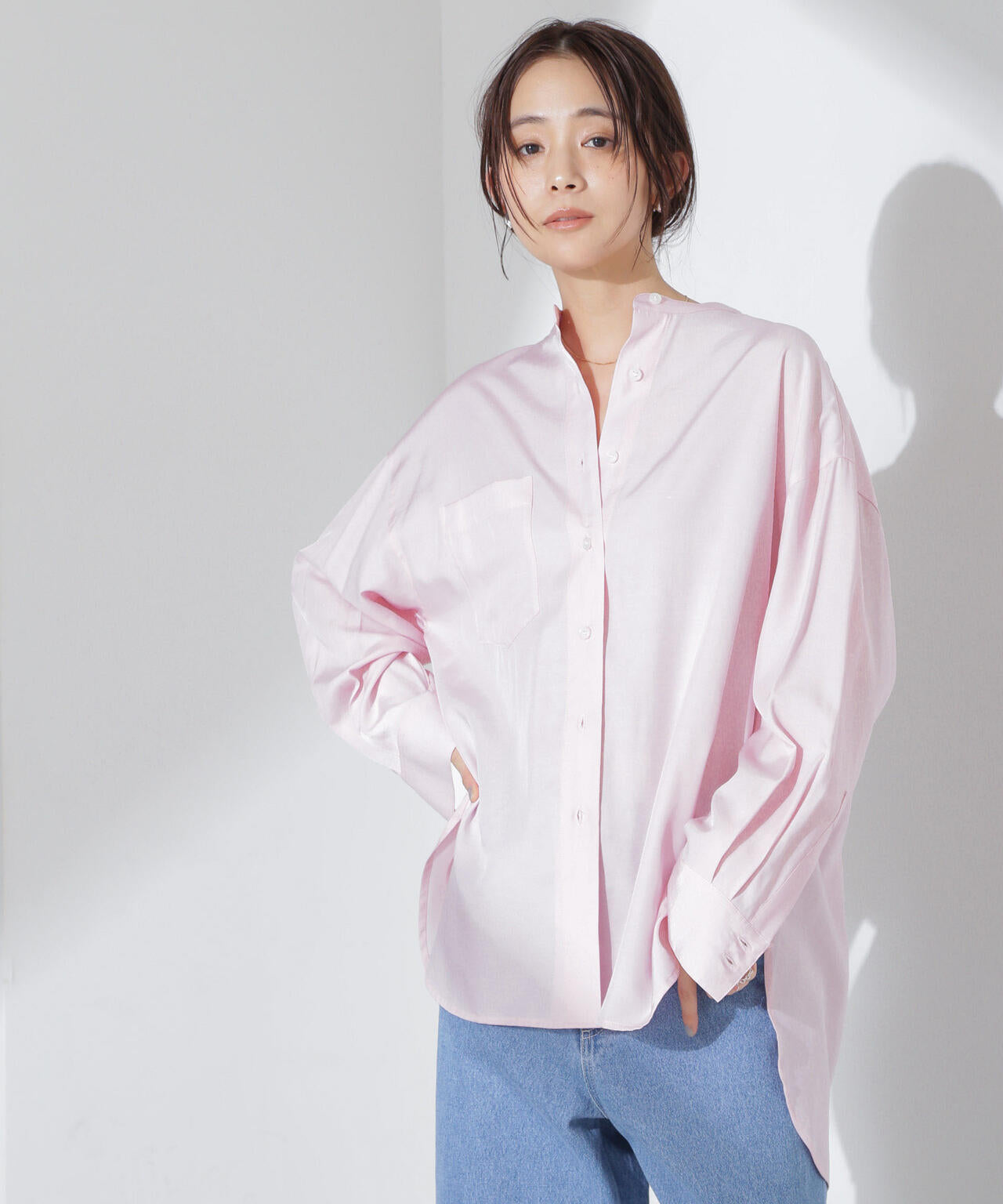 とろみバンドカラーシャツ 6735120317