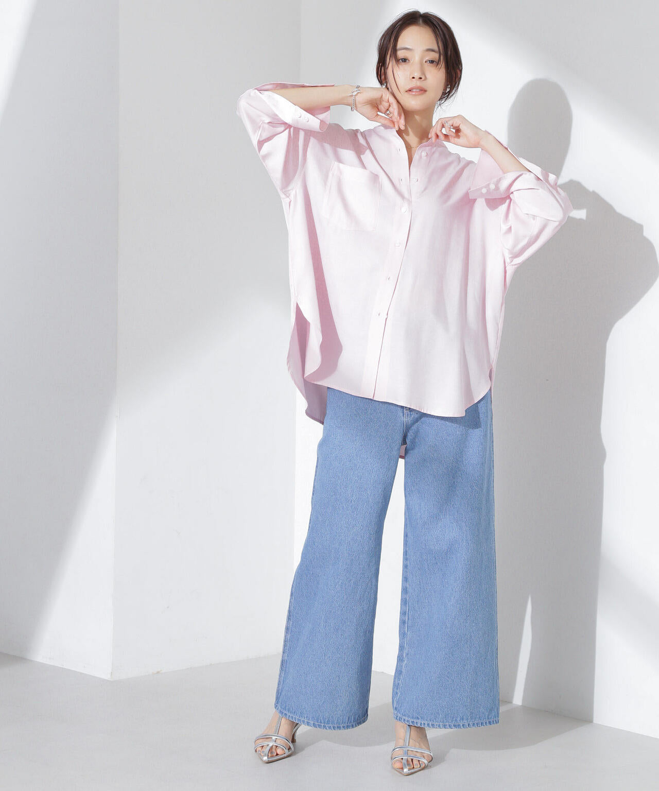 とろみバンドカラーシャツ 6735120317