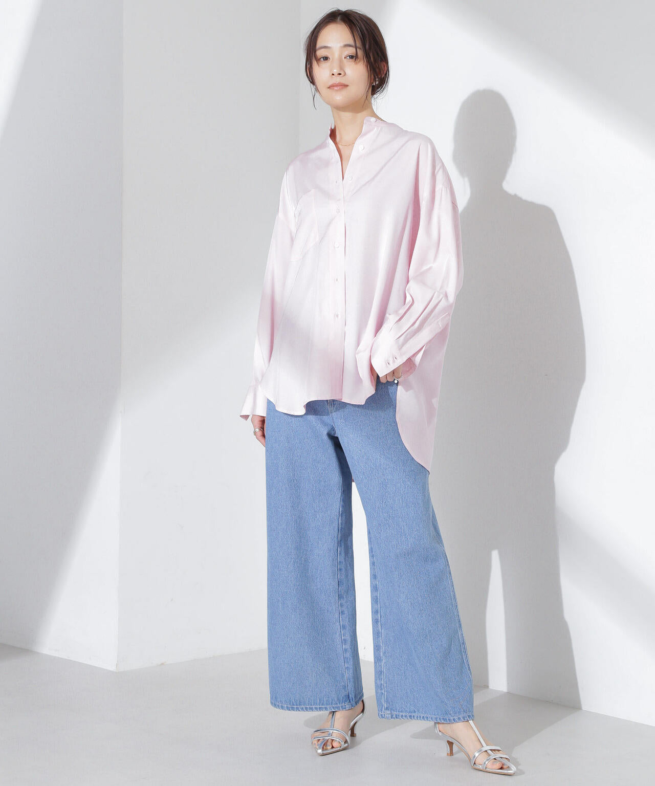 とろみバンドカラーシャツ 6735120317