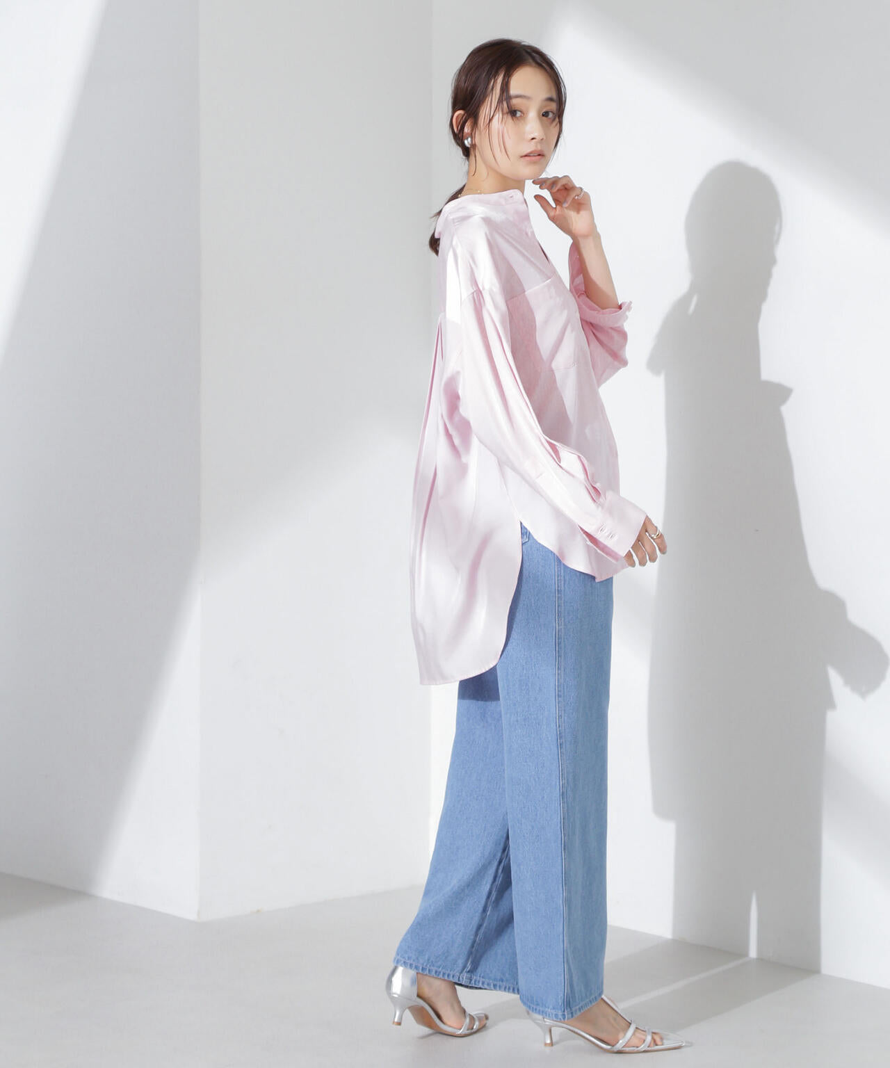 とろみバンドカラーシャツ 6735120317